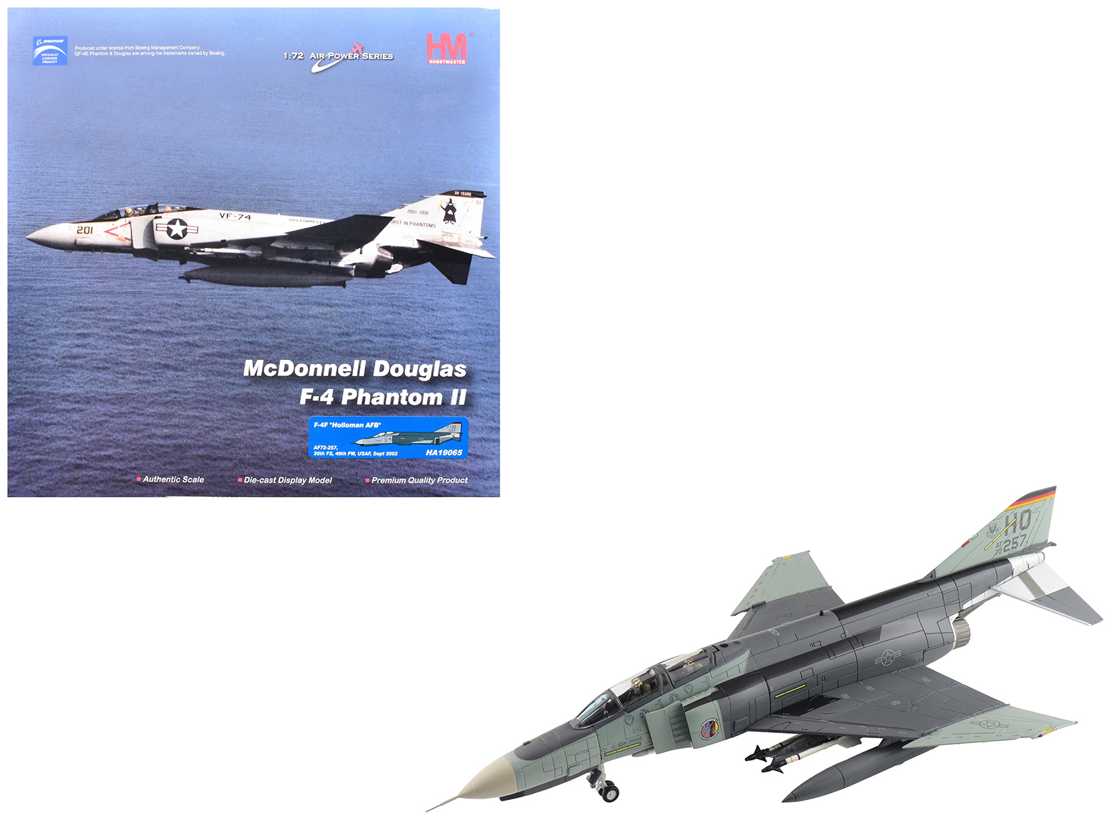 McDonnell Douglas F-4F Phantom II Fighter-Bomber Aircraft "AF72-257 20th Fighter Squadron 49th Fighter Wing Holloman AFB" (2002) United States Air Force "Air Power Series" 1/72 Diecast Model by Hobby Master