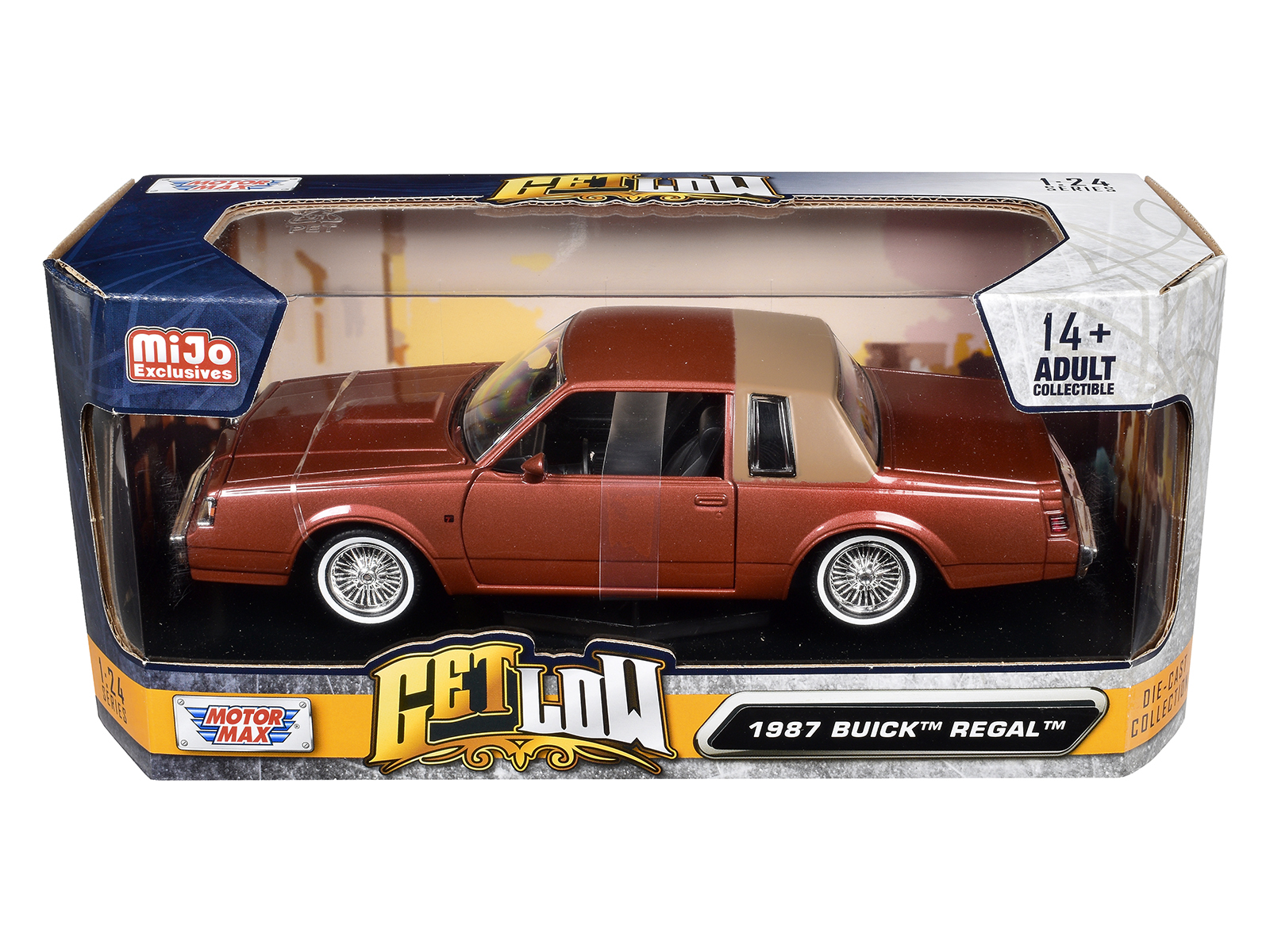 1987 Buick Regal Lowrider Brown Metallic with Tan Half Top "Get Low" Series 1/24 Diecast Model Car by Motormax