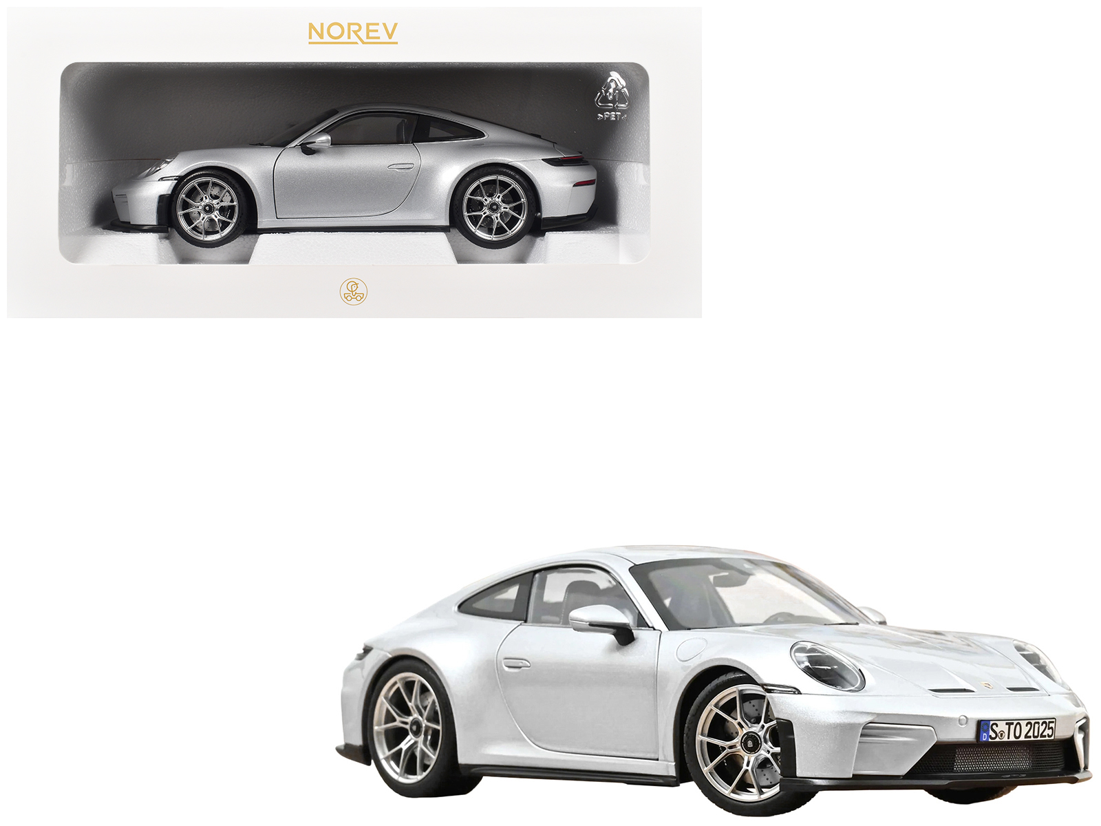 2025 Porsche 911 GT3 Touring GT Silver Metallic 1/18 Diecast Model Car by Norev