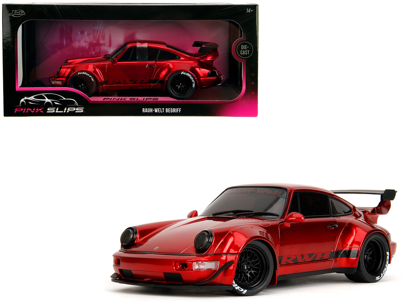 RWB Body Kit Red Metallic with Black Stripes "Pink Slips" Series 1/18 Diecast Model Car by Jada