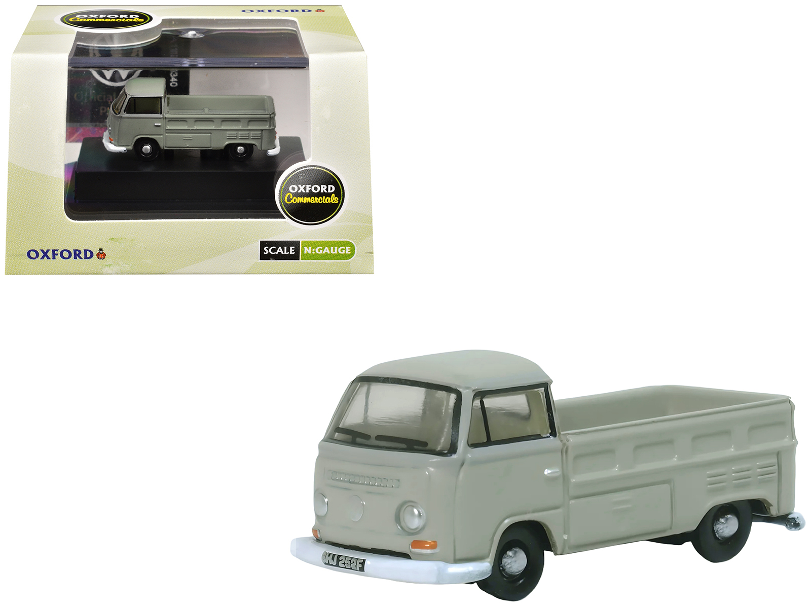 Volkswagen T2 Pickup Truck Light Gray 1/148 (N) Scale Diecast Model Car by Oxford Diecast