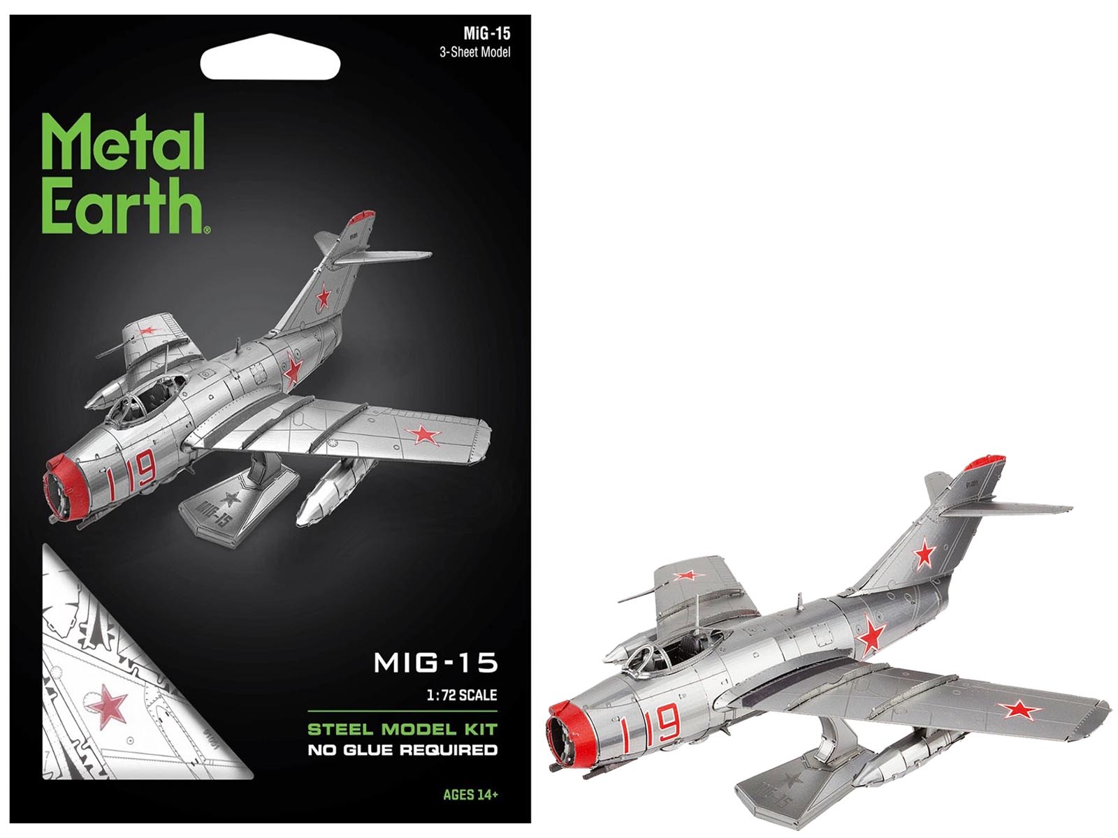 Model Kit Mikoyan-Gurevich MiG-15 Fighter Aircraft "Korean War" Soviet Air Force (Moderate Difficulty) Steel Model by Metal Earth