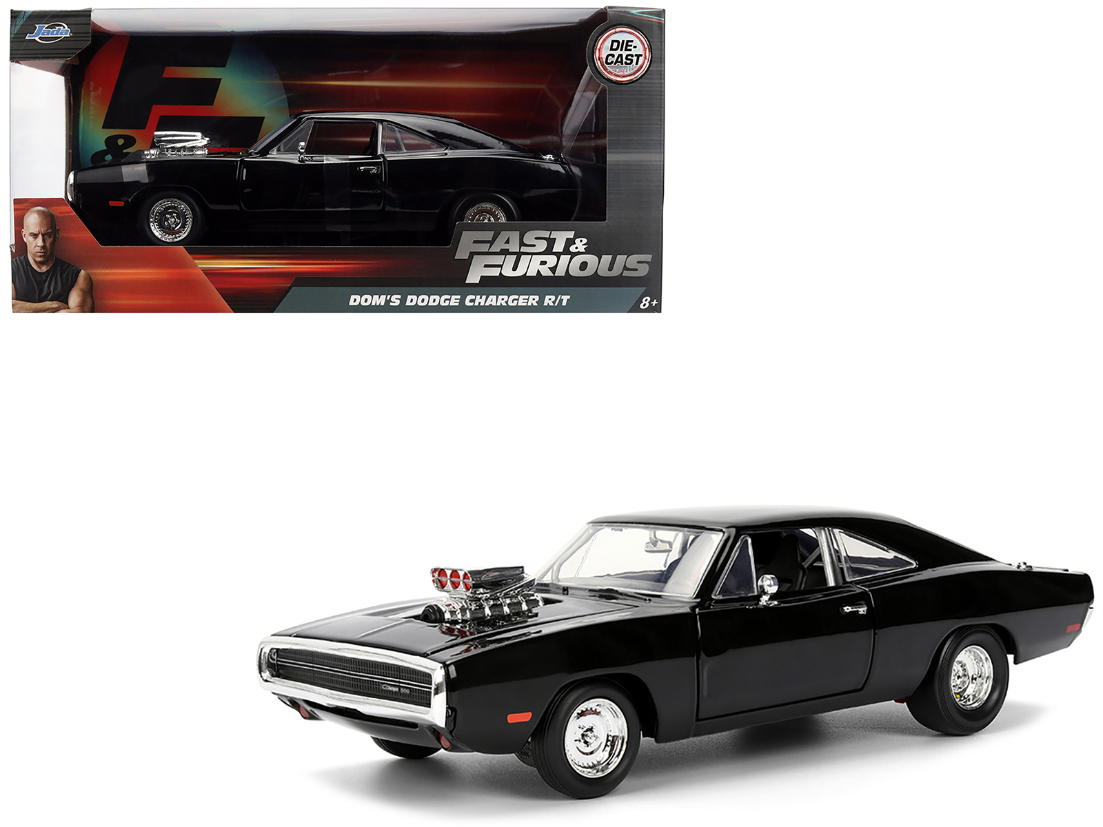 Dom's 1970 Dodge Charger R/T Black "F9" (2021) Movie "Fast & Furious" Series 1/24 Diecast Model Car by Jada