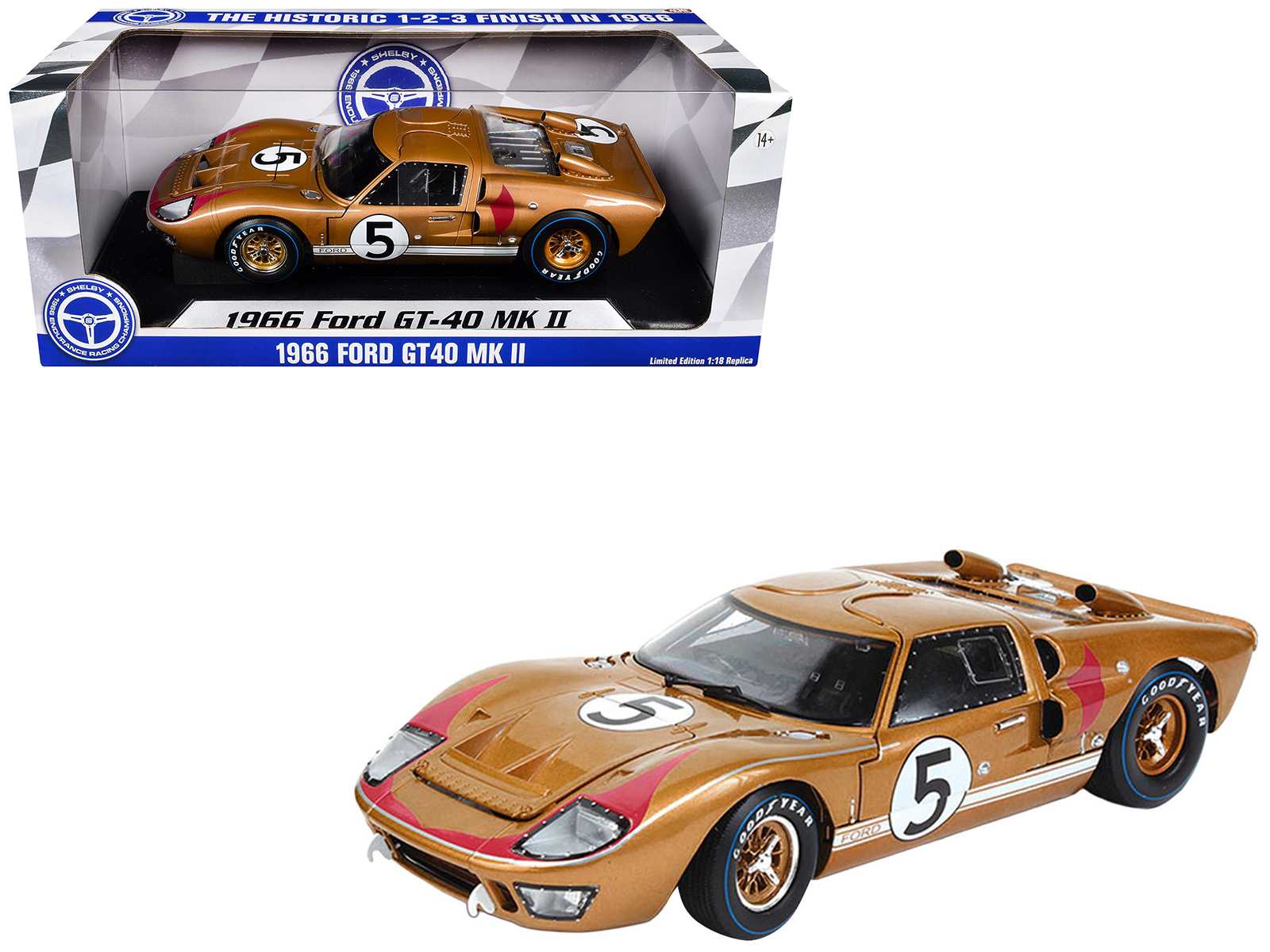 Ford GT40 MKII #5 Ronnie Bucknum - Dick Hutcherson "Holman & Moody" 3rd Place "24 Hours of Le Mans" (1966) "60th Anniversary of Historic 1-2-3 Finish" Series 1/18 Diecast Model Car by ACME