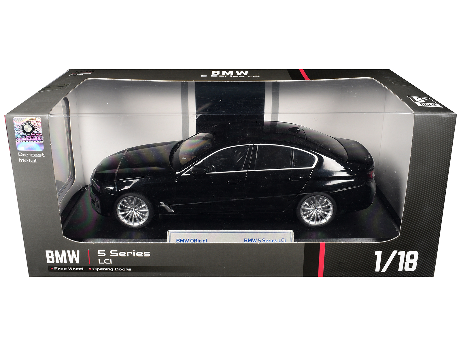 BMW 5 Series LCI Black Metallic with Moonroof 1/18 Diecast Model Car by Heimanba