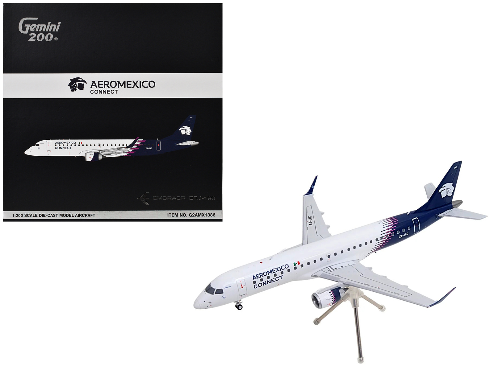 Embraer ERJ-190 Commercial Aircraft "Aeromexico Connect" (XA-IAC) White with Blue Tail "Gemini 200" Series 1/200 Diecast Model Airplane by GeminiJets