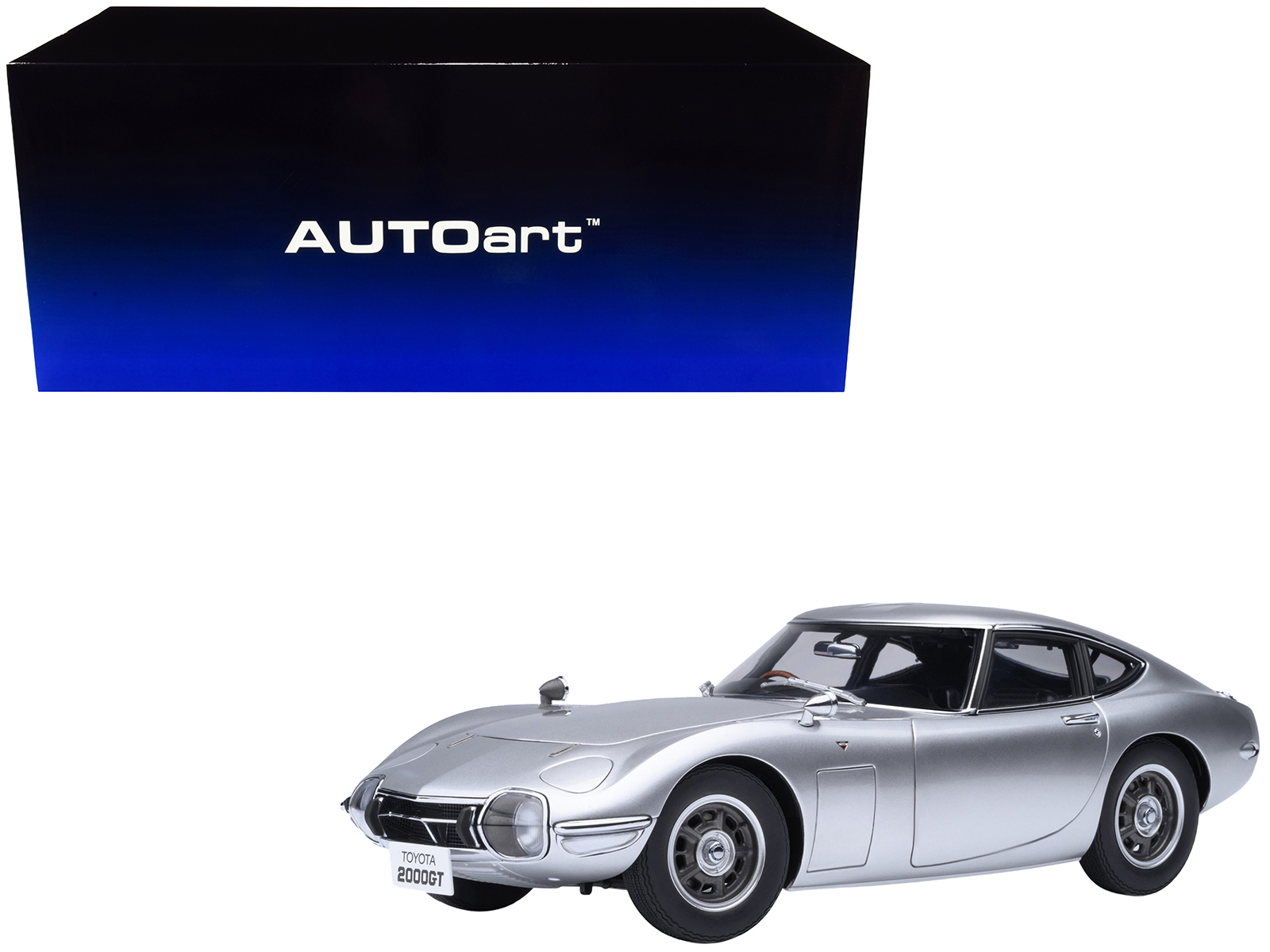 1967 Toyota 2000GT RHD (Right Hand Drive) Silver Metallic 1/18 Model Car by Autoart