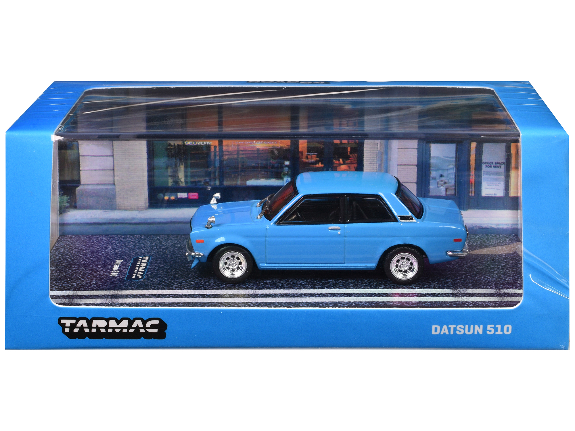 Datsun 510 Light Blue "Road64" Series 1/64 Diecast Model Car by Tarmac Works