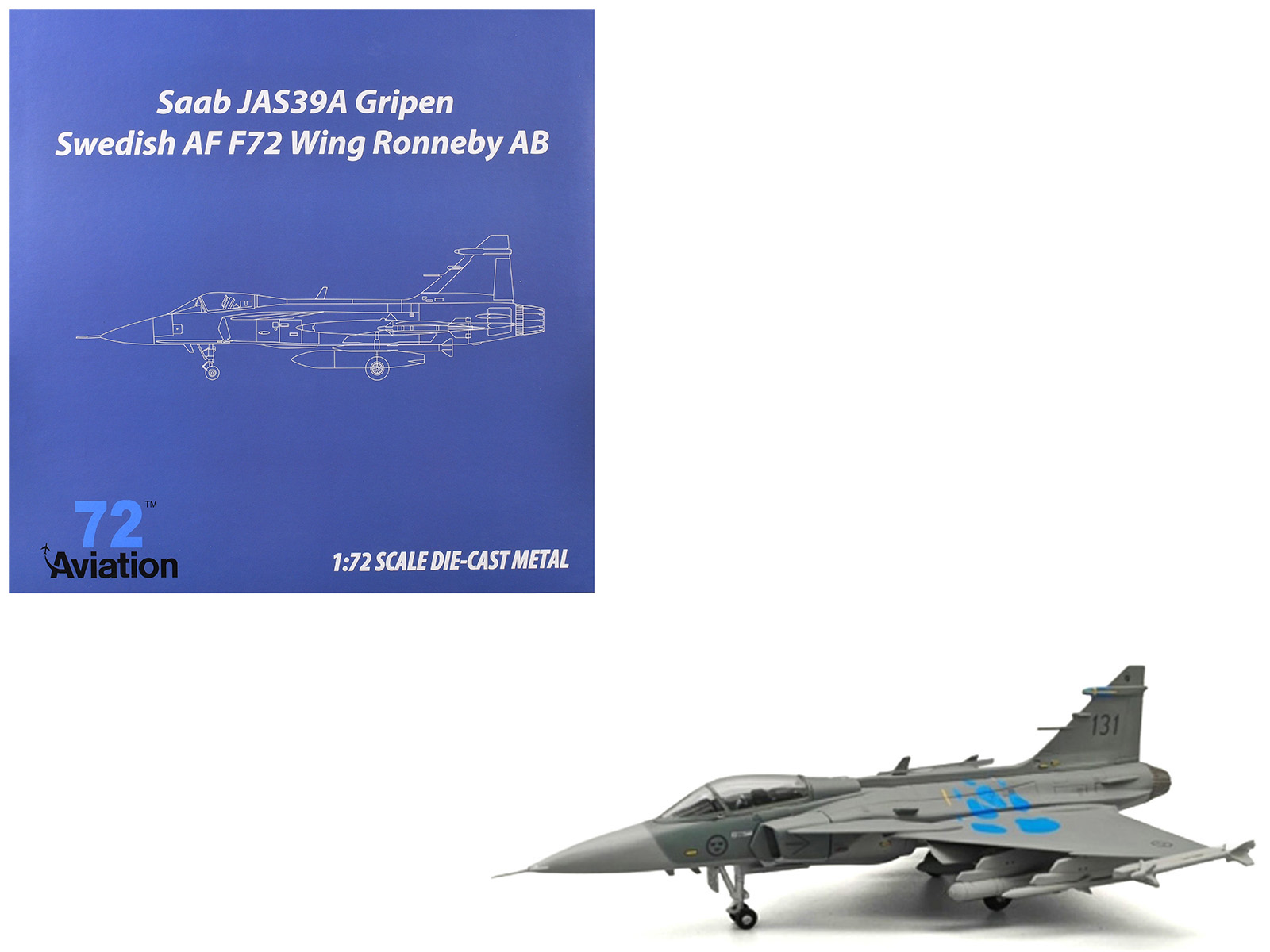 Saab JAS 39A Gripen Fighter Aircraft "131 F 7 Wing Cat’s Paw Livery Satenas Air Base" (2006) Swedish Air Force 1/72 Diecast Model Airplane by Aviation 72