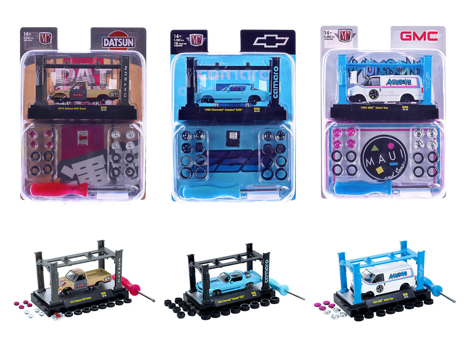 Model Kit 3 piece Car Set Release #90 Limited Edition to 6000 pieces Worldwide 1/64 Diecast Model Cars by M2 Machines