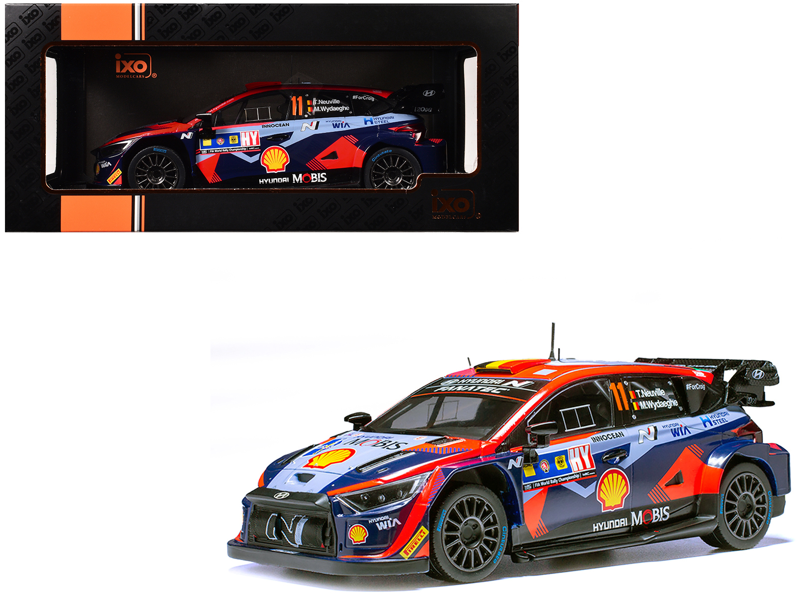 Hyundai i20 N Rally1 #11 Thierry Neuville - Martijn Wydaeghe Winner "Central European Rally" (2023) 1/18 Diecast Model Car by IXO Models