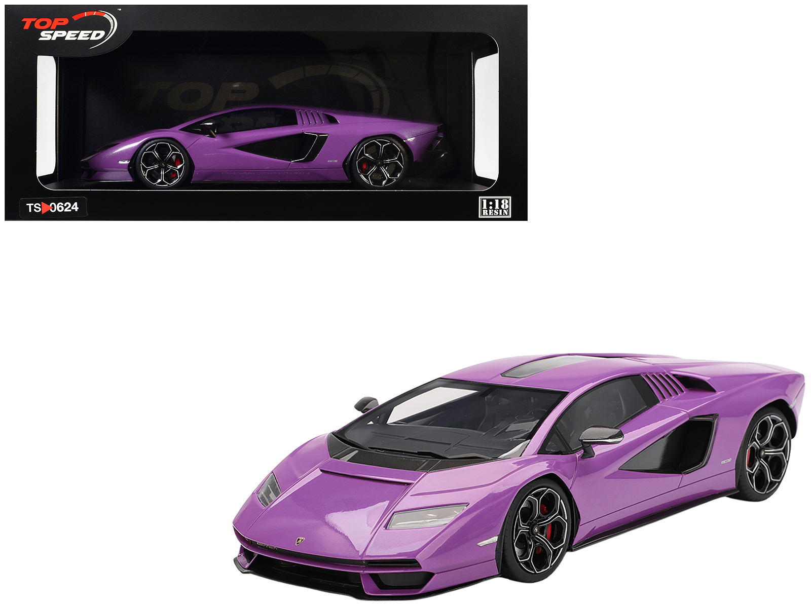 Lamborghini Countach LPI 800-4 Viola 30th Purple Metallic 1/18 Model Car by Top Speed