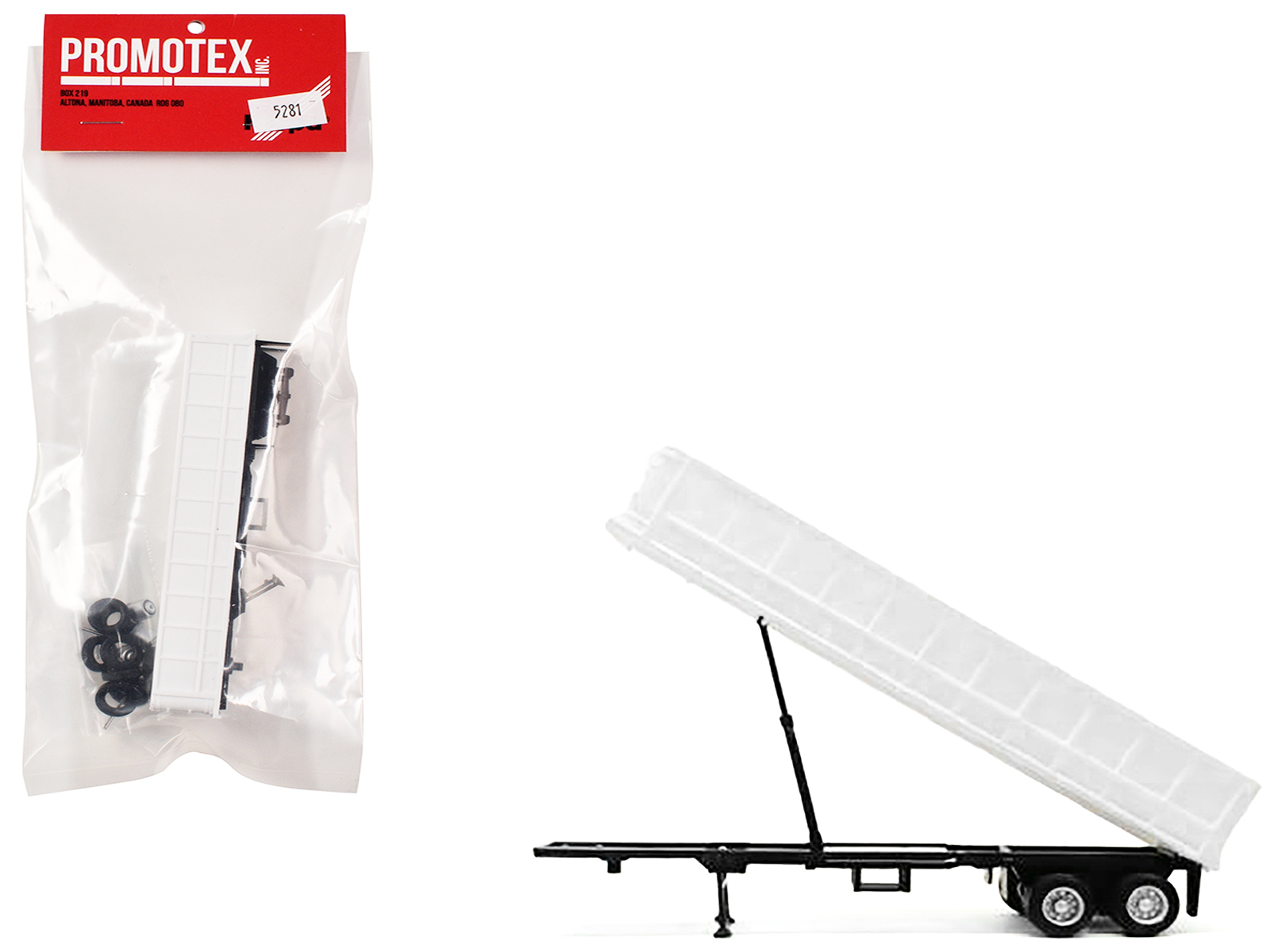 36ft Gravel Trailer White 1/87 (HO) Plastic Model by Promotex