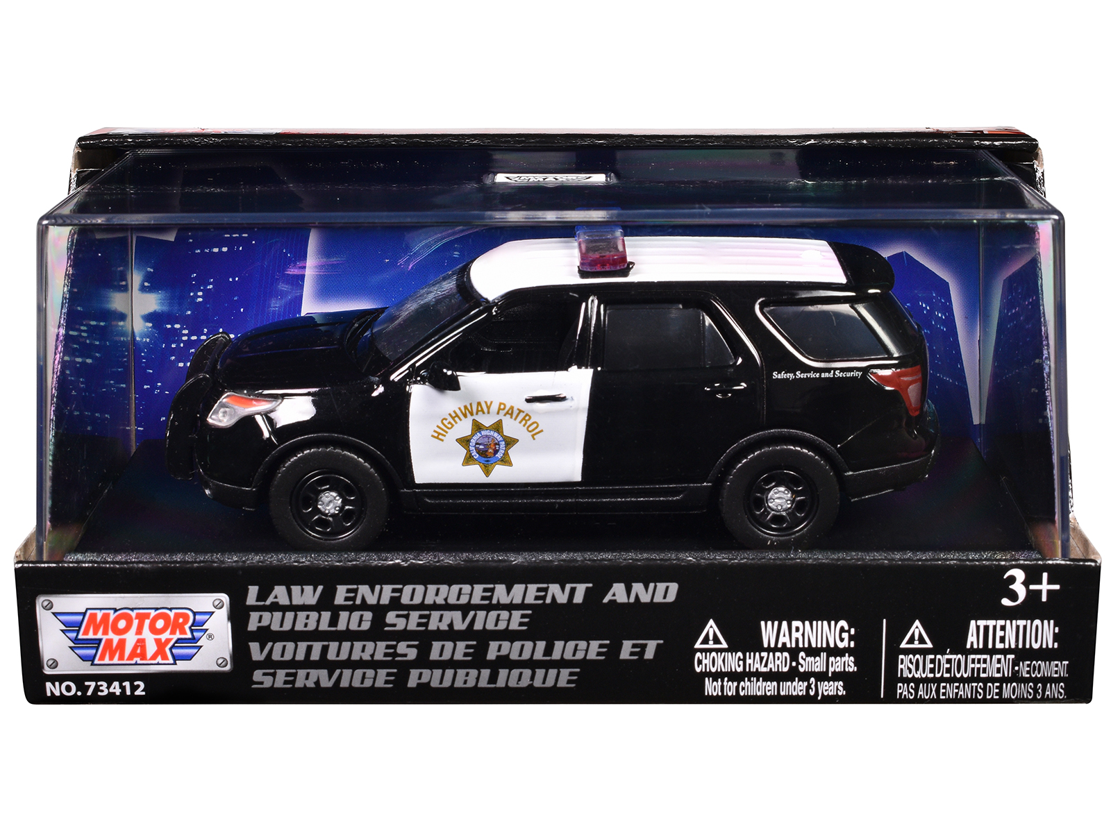 2015 Ford Police Interceptor Utility "California Highway Patrol" Black and White "Law Enforcement and Public Service" Series 1/43 Diecast Model Car by Motormax