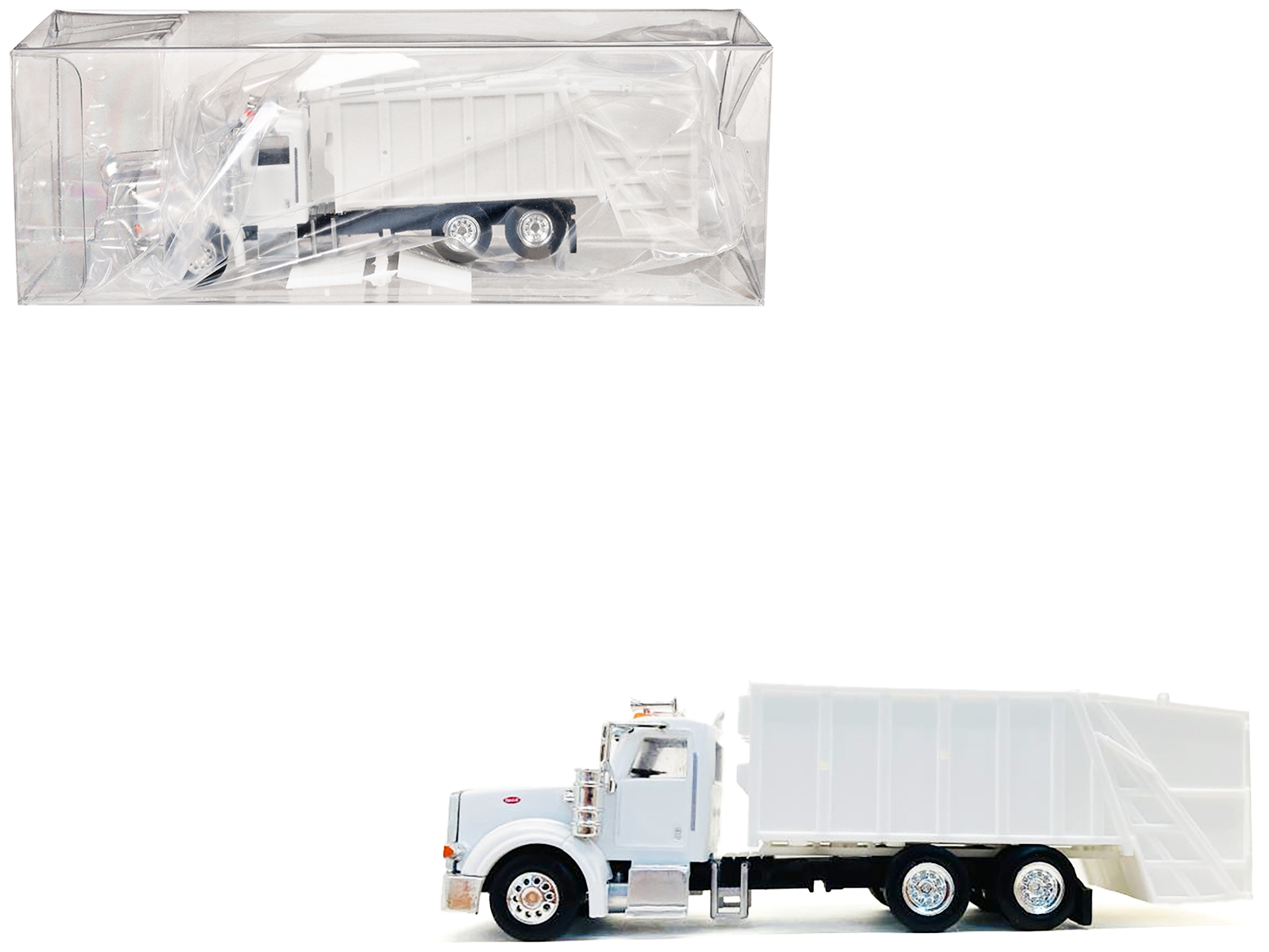Peterbilt 367 Garbage Truck White 1/87 (HO) Plastic Model Car by Promotex