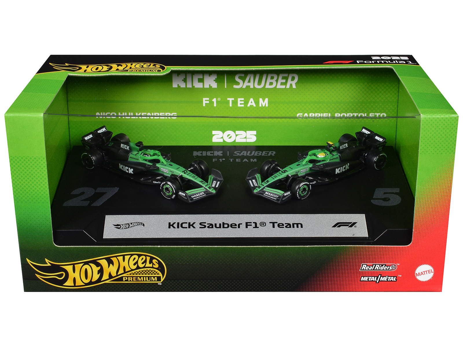 "Kick Sauber F1 Team" Formula One F1 World Championship (2025) 2 Piece Set Diecast Model Cars by Hot Wheels