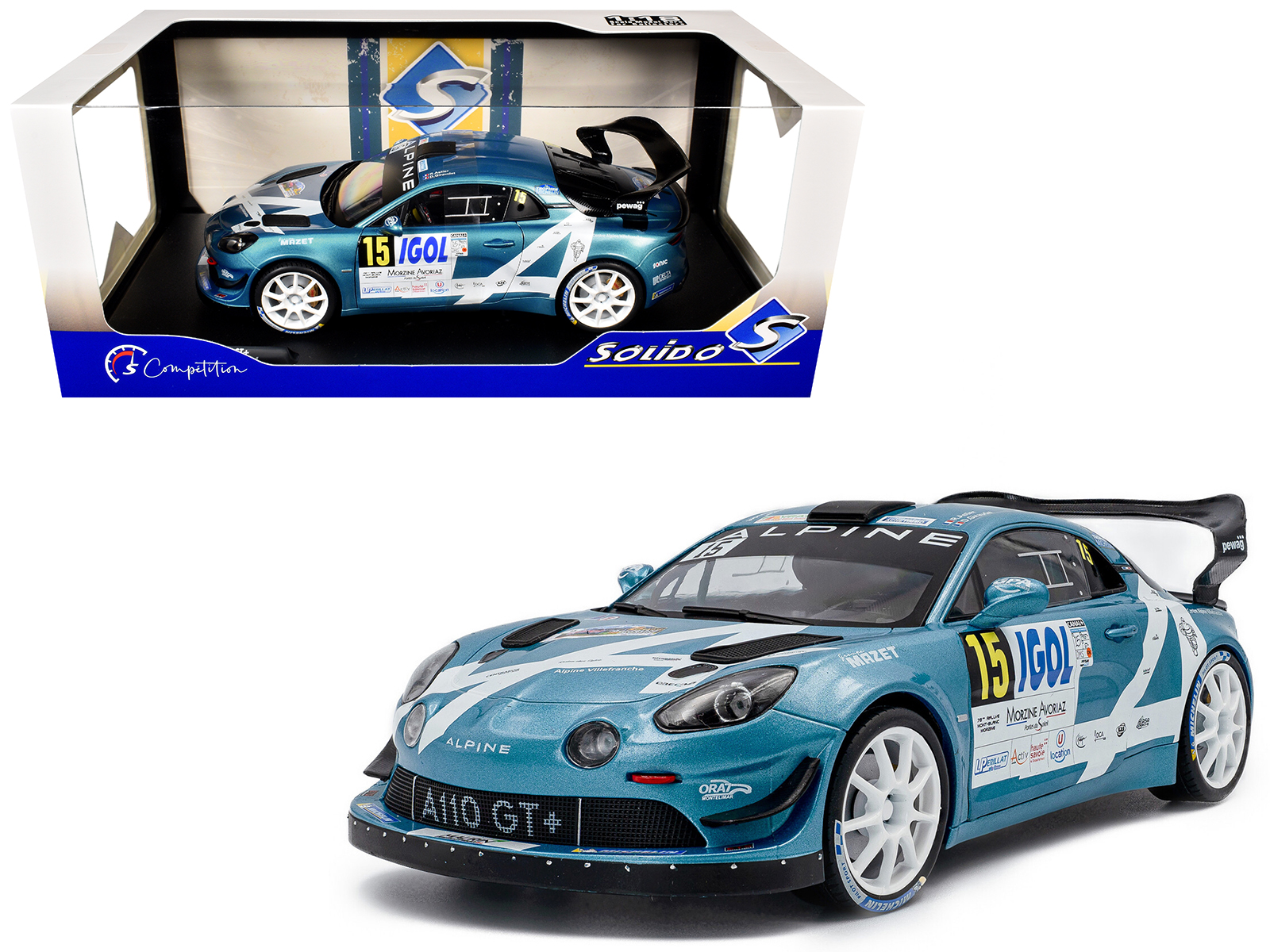 Alpine A110 Rallye GT+ #15 Raphael Astier - Denis Giraudet "Rallye Du Mont Blanc" (2024) "Competition" Series 1/18 Diecast Model Car by Solido