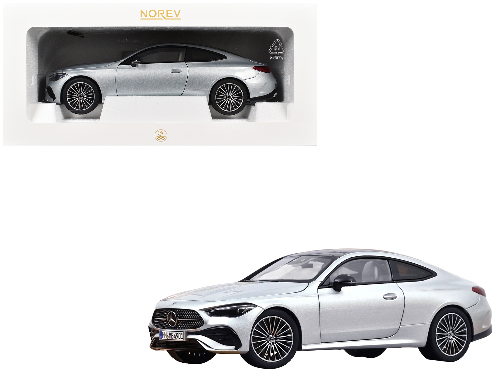 2024 Mercedes-Benz CLE Coupe Hightech Silver Metallic 1/18 Diecast Model Car by Norev