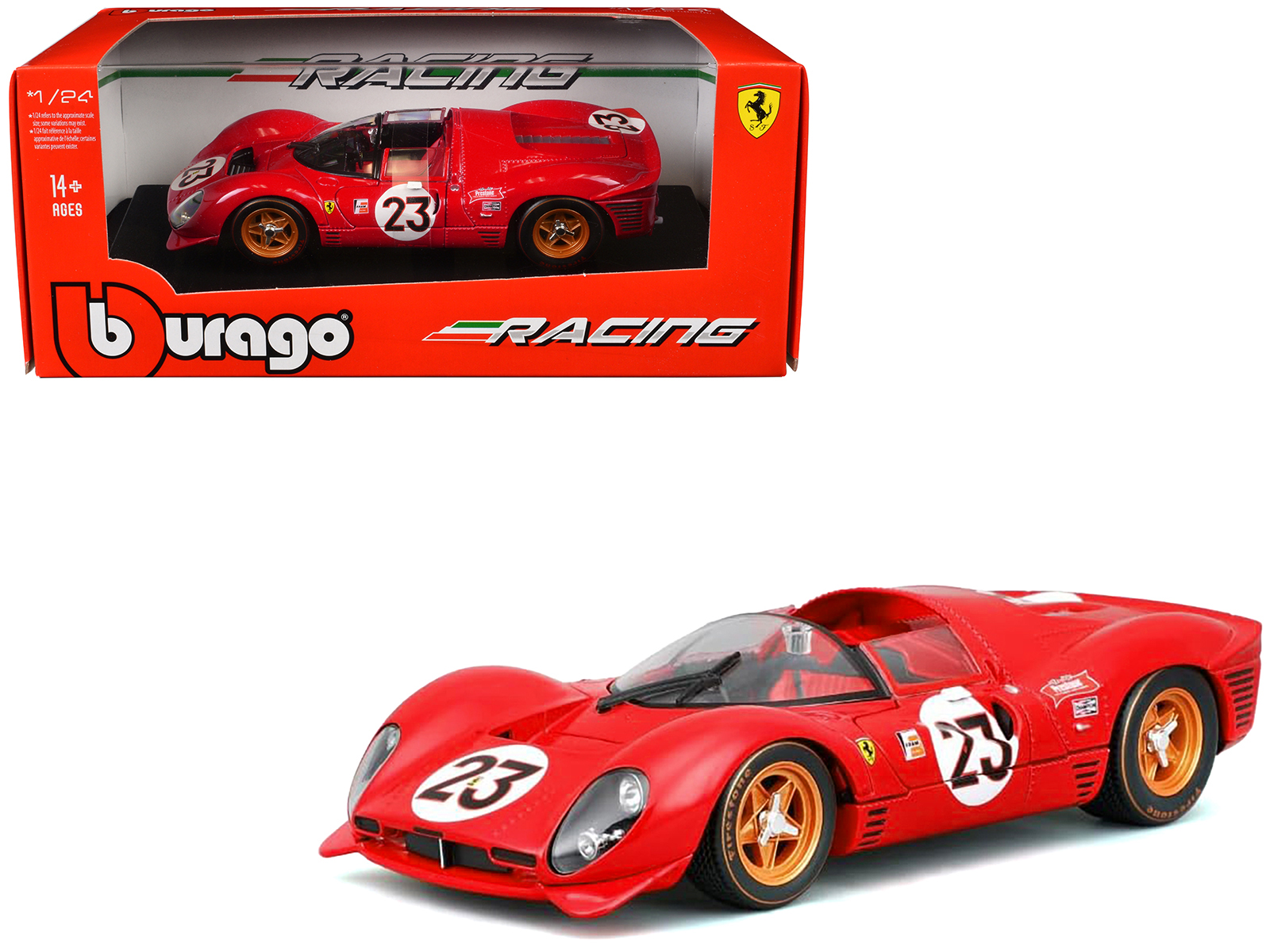 Ferrari 330 P4 #23 Lorenzo Bandini - Chris Amon "Ferrari S.P.A." Winner "24 Hours of Daytona" (1967) "Racing" Series 1/24 Diecast Model Car by Bburago