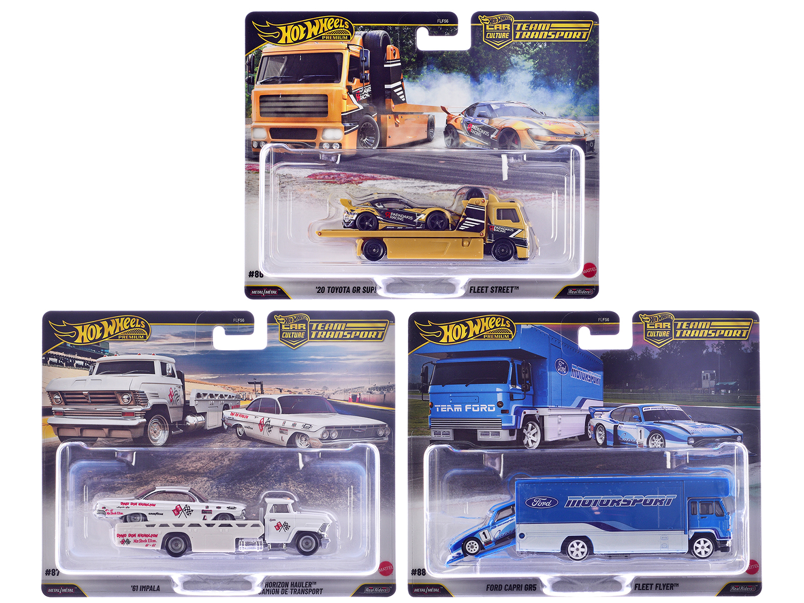 "Team Transport" 3 piece Set J 2025 "Car Culture" Series Diecast Model Cars by Hot Wheels