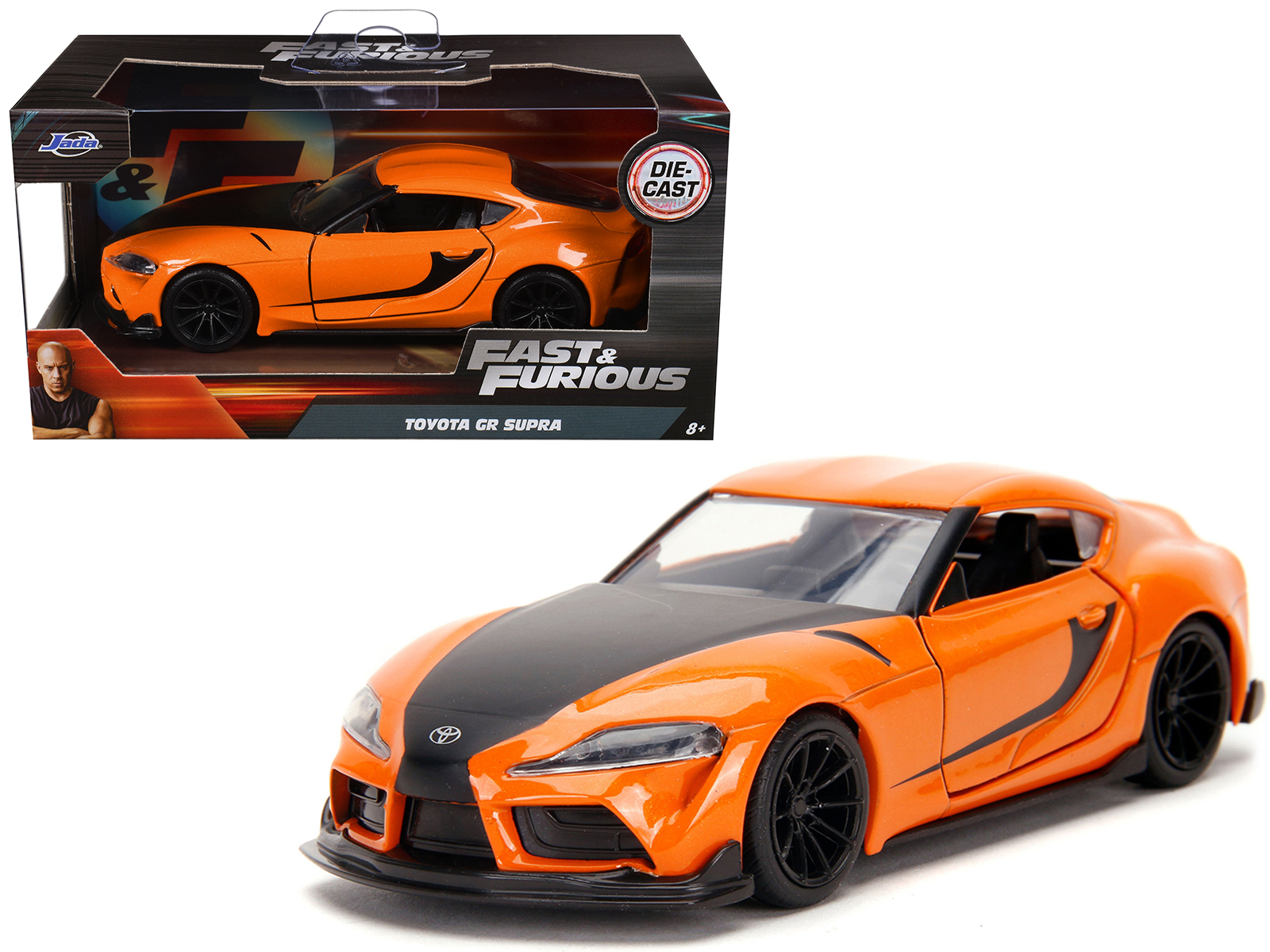 Toyota GR Supra Orange with Black Stripes "Fast & Furious 9 F9" (2021) Movie 1/32 Diecast Model Car by Jada