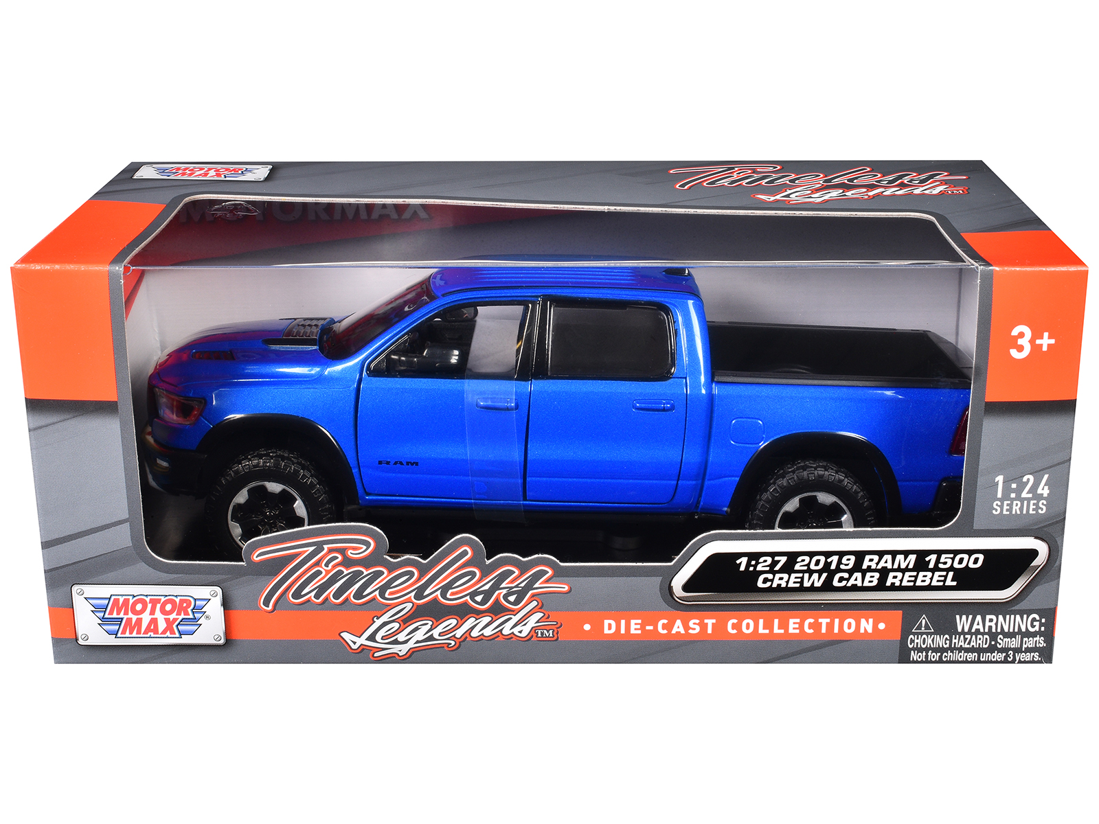 2019 RAM Rebel 1500 Crew Cab Pickup Truck Blue Metallic "American Classics" Series 1/24-1/27 Diecast Model Car by Motormax
