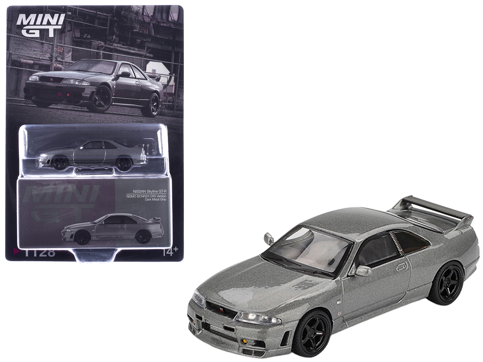 Nissan Skyline GT-R (NISMO BCNR33 CRS Version) RHD (Right Hand Drive) Dark Metal Gray Metallic Limited Edition 1/64 Diecast Model Car by Mini GT