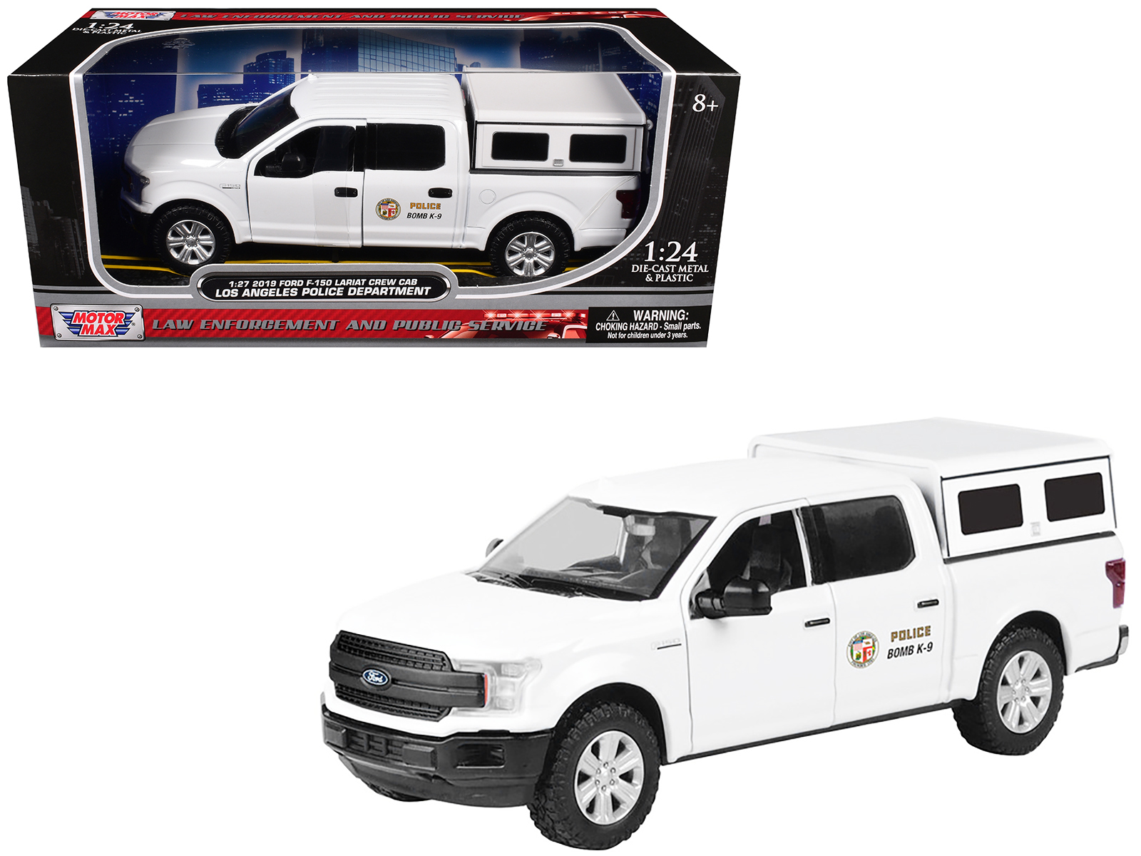 2019 Ford F-150 Lariat Crew Cab Pickup Truck "Los Angeles Police Department Bomb Squad" White "Law Enforcement and Public Service" Series 1/24-1/27 Diecast Model Car by Motormax