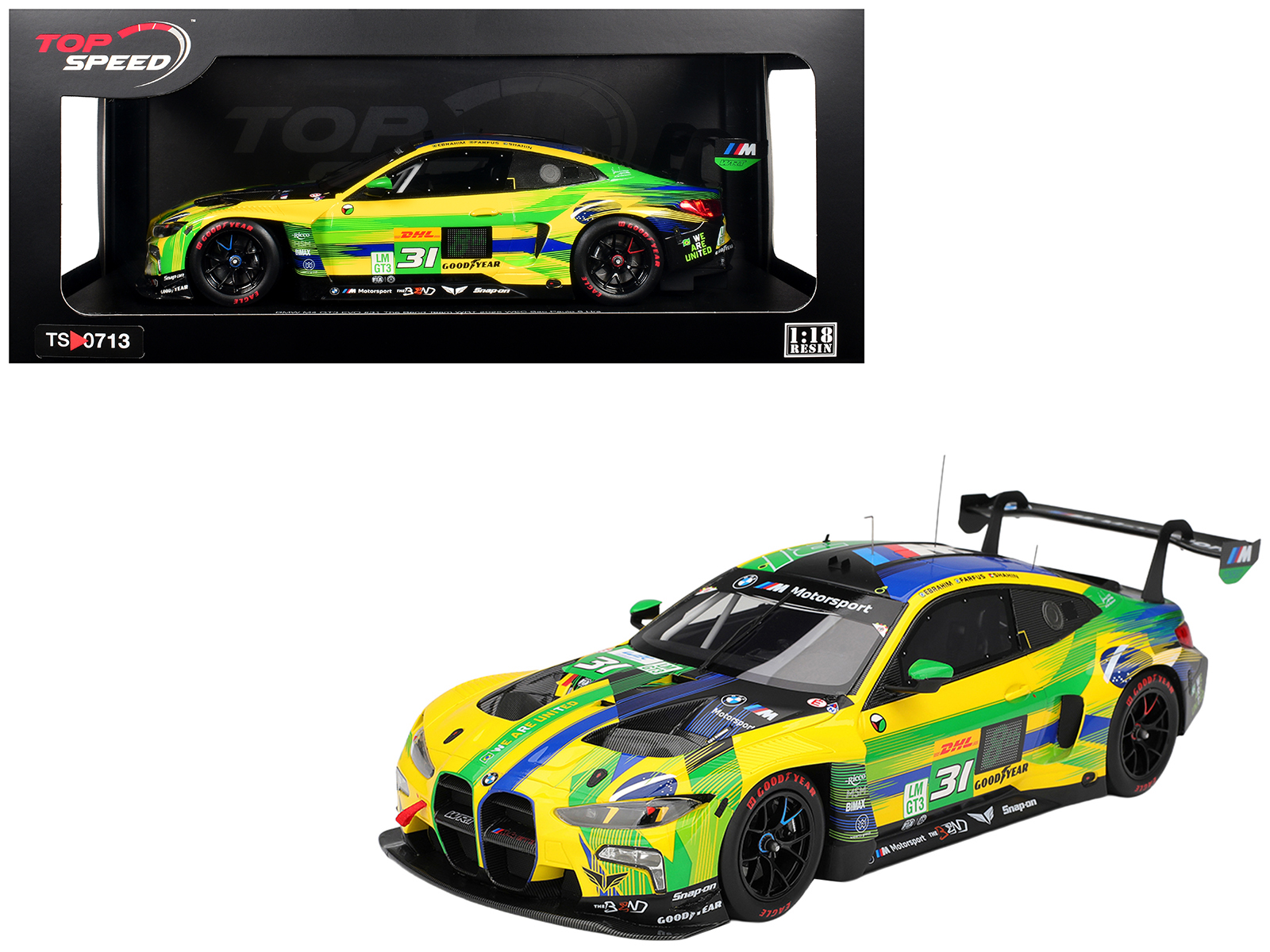BMW M4 GT3 EVO #31 Pedro Ebrahim - Augusto Farfus - Yasser Shahin "The Bend Team WRT" WEC "6 Hours of Sao Paulo" (2025) 1/18 Model Car by Top Speed