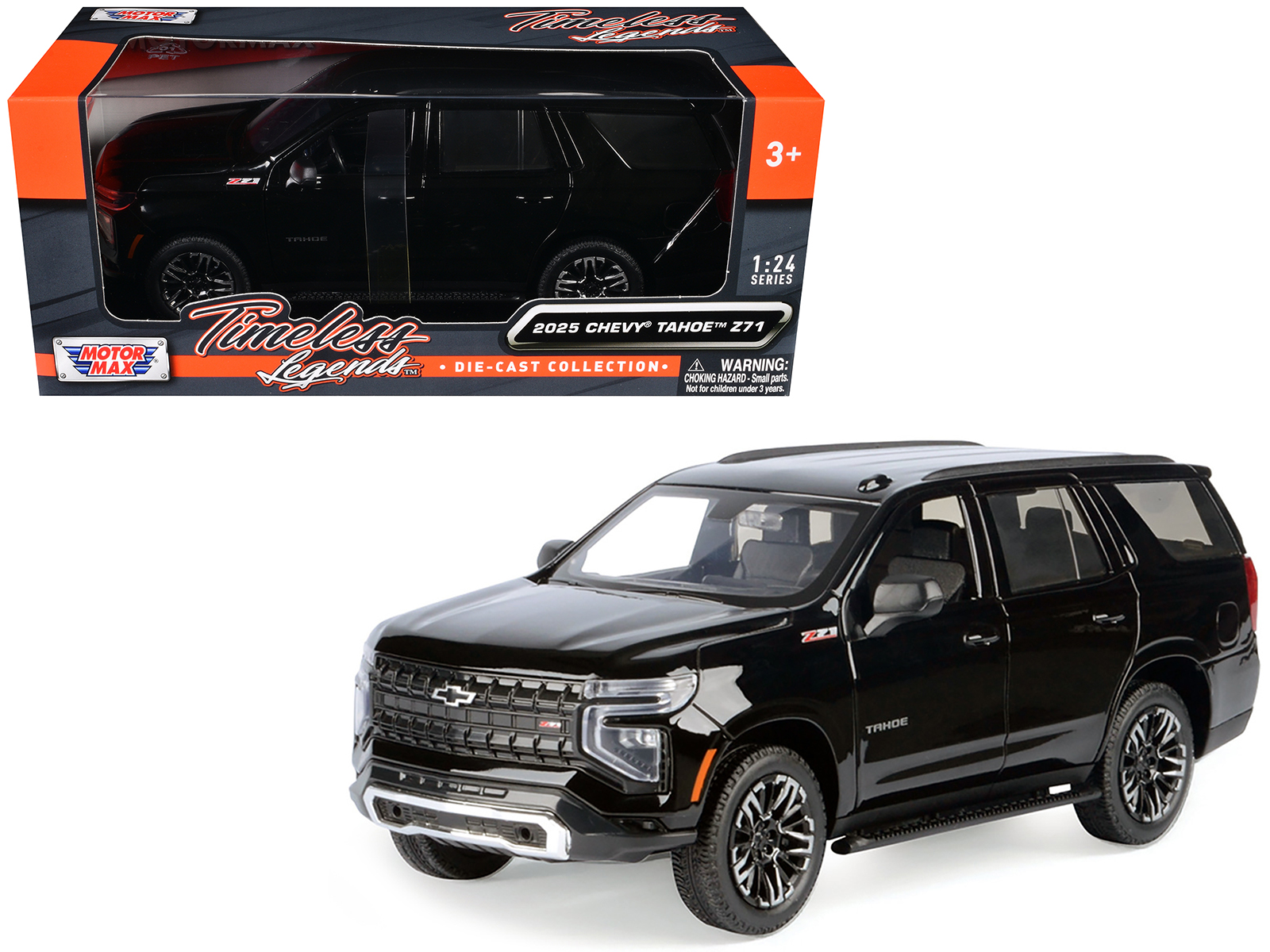 2025 Chevrolet Tahoe Z71 Black "Timeless Legends" Series 1/24 Diecast Model Car by Motormax