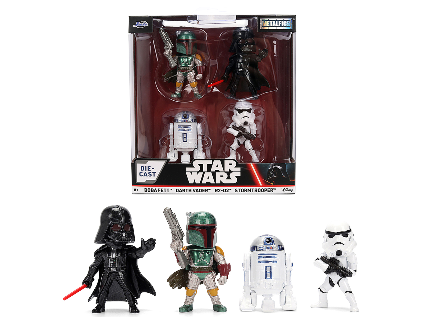 Set of 4 Diecast Figures "Star Wars" Movie Franchise "Metalfigs" Series Diecast Models by Jada