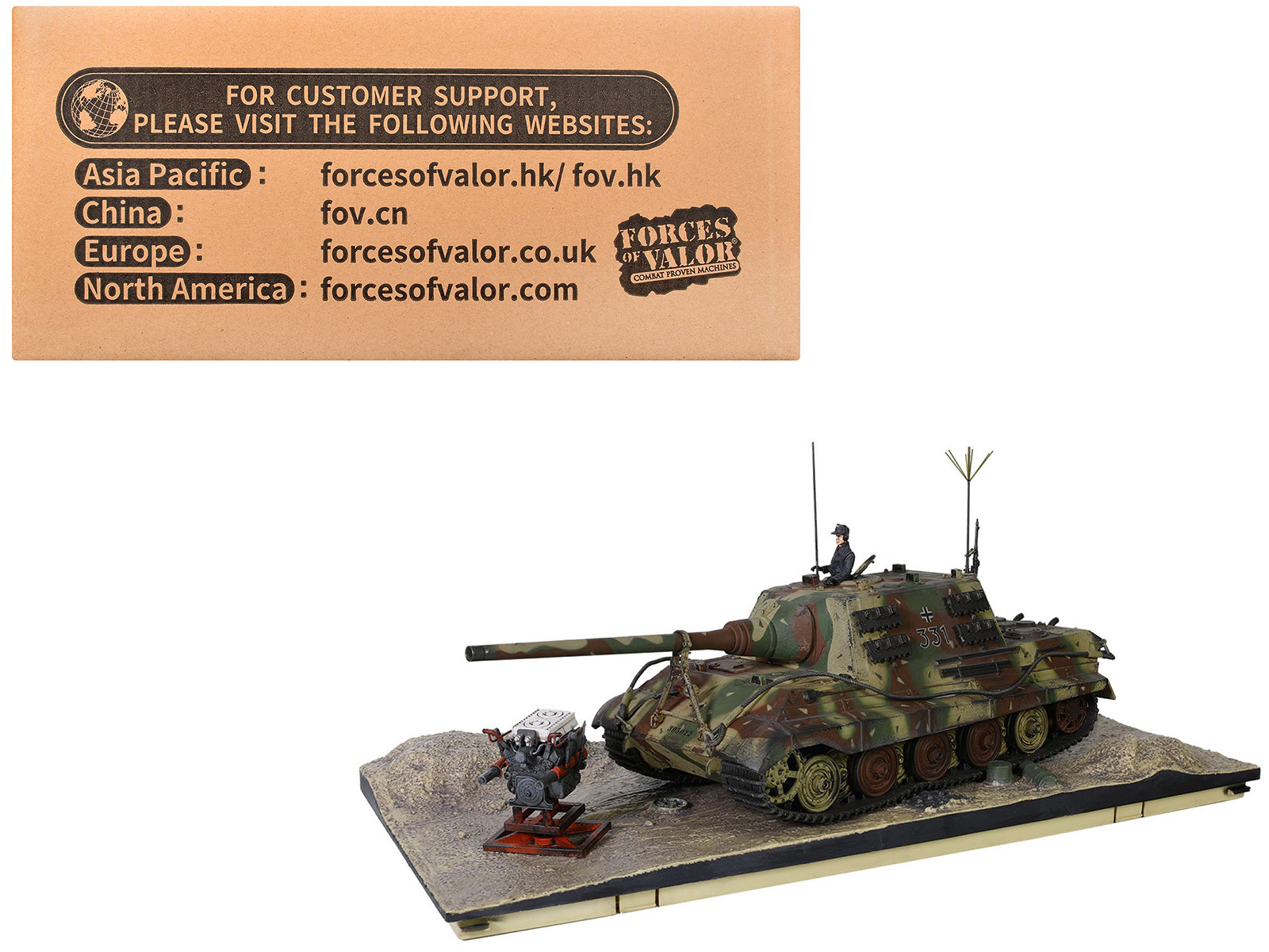 German Sd.Kfz.186 Panzerjager Tiger Ausf. B Heavy Tank "JagdTiger (Henschel suspension) No.331 sPzJgrAbt 653 Germany" (1945) German Army "Armored Fighting Vehicle" Series 1/32 Diecast Model by Forces of Valor