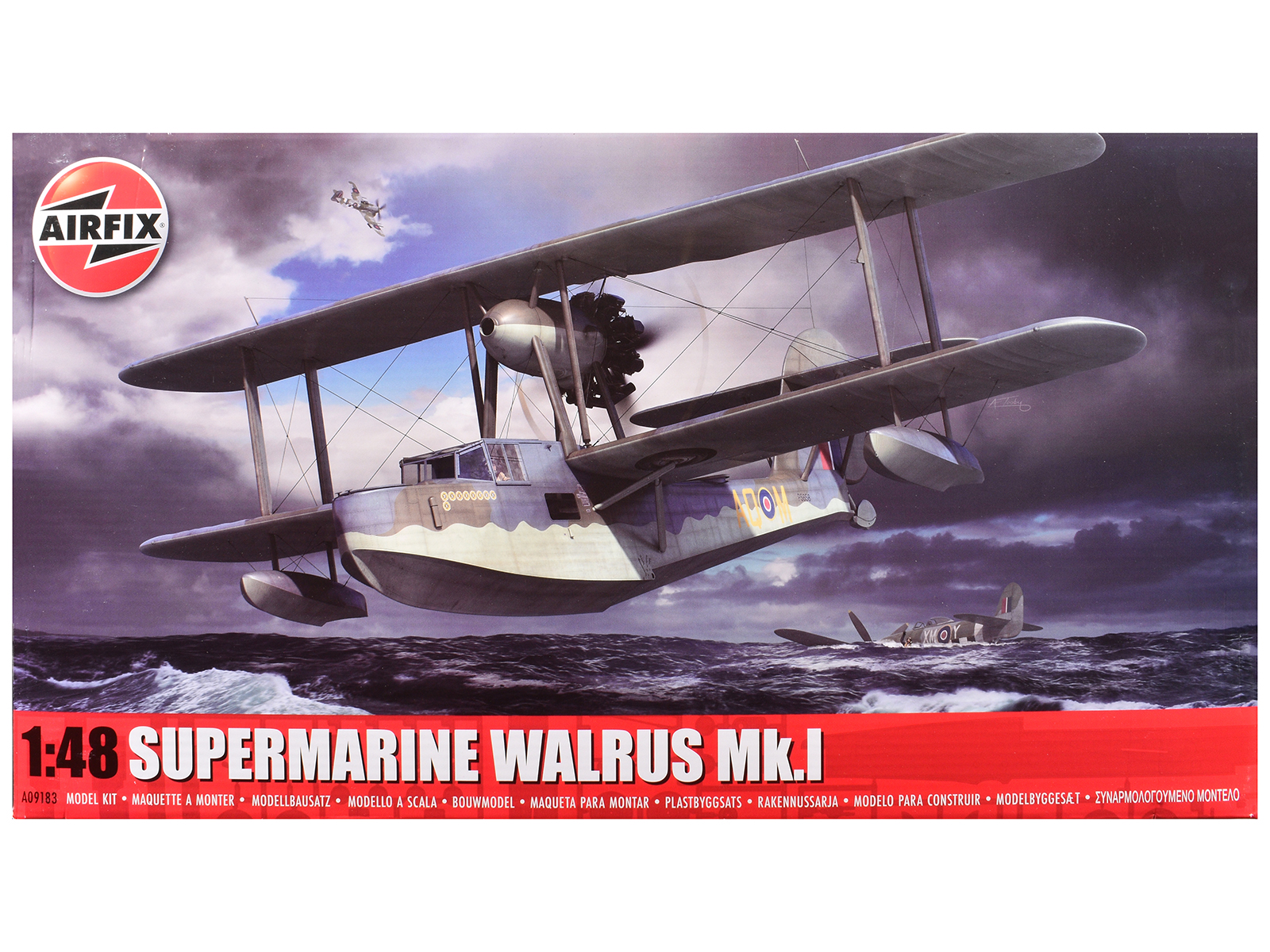 Level 3 Model Kit Supermarine Walrus Mk.I Aircraft with 3 Scheme Options 1/48 Plastic Model Kit by Airfix