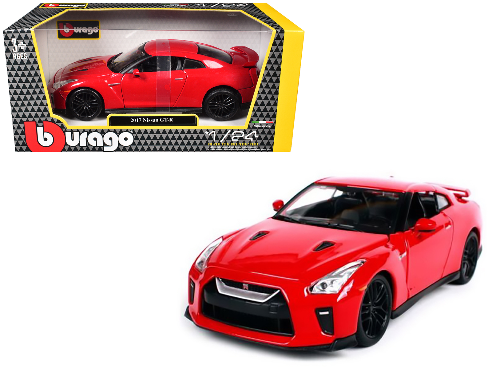 2017 Nissan GT-R R35 Red 1/24 Diecast Car Model by BBurago