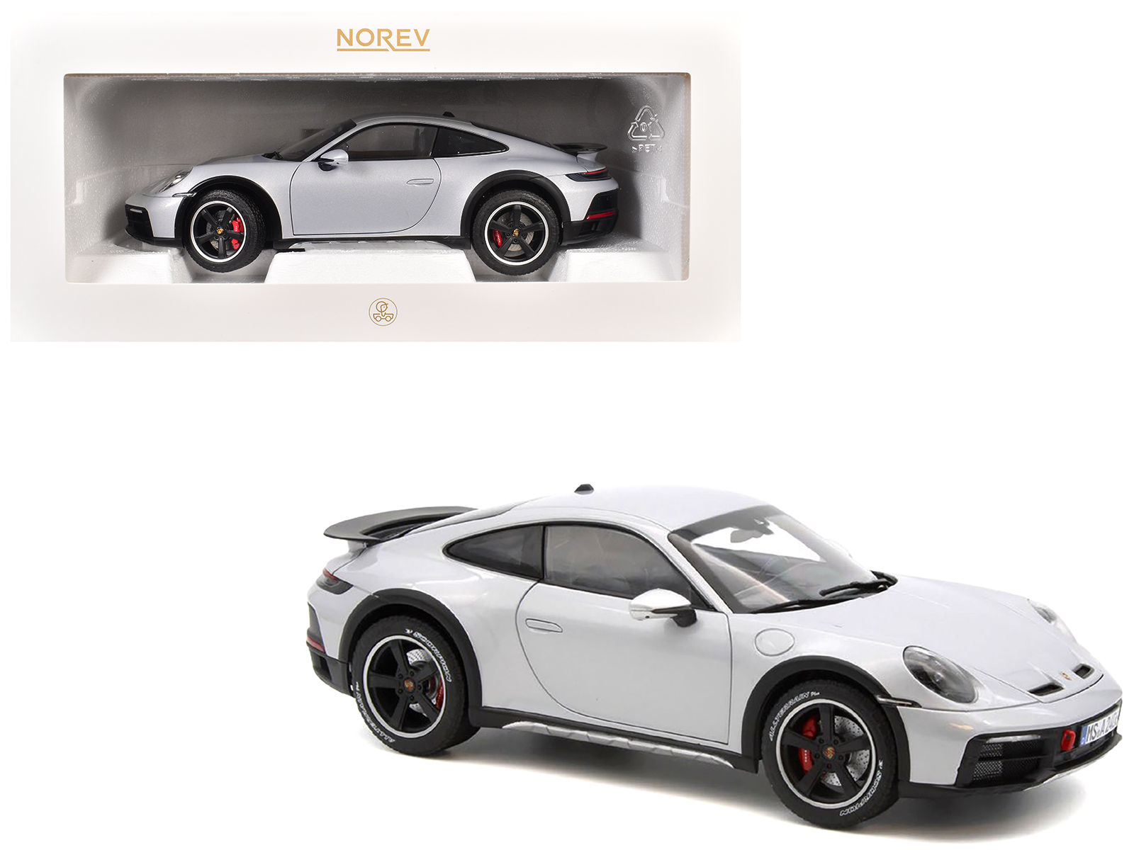 2023 Porsche 911 Dakar Ice Gray Metallic 1/18 Diecast Model Car by Norev