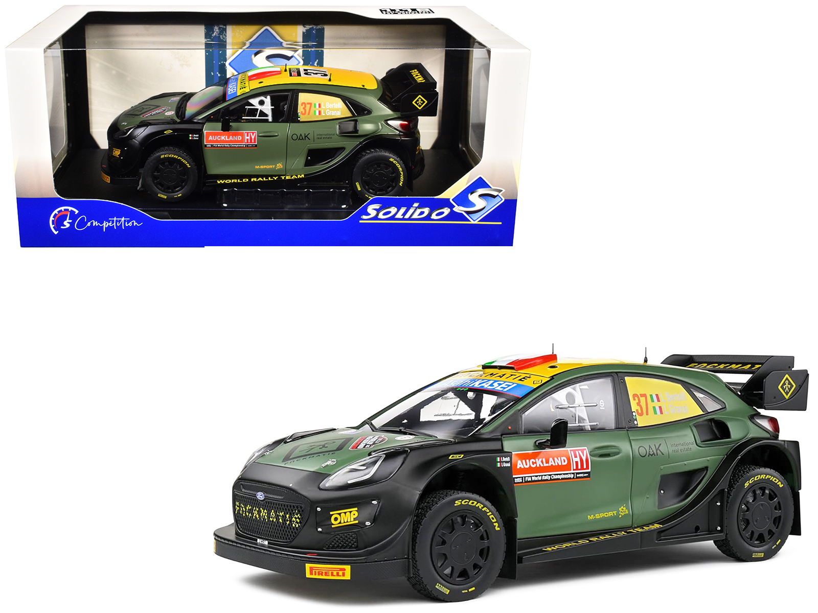 Ford Puma Rally1 Hybrid #37 Lorenzo Bertelli - Lorenzo Granai "Rally New Zealand" (2022) "Competition" Series 1/18 Diecast Model Car by Solido