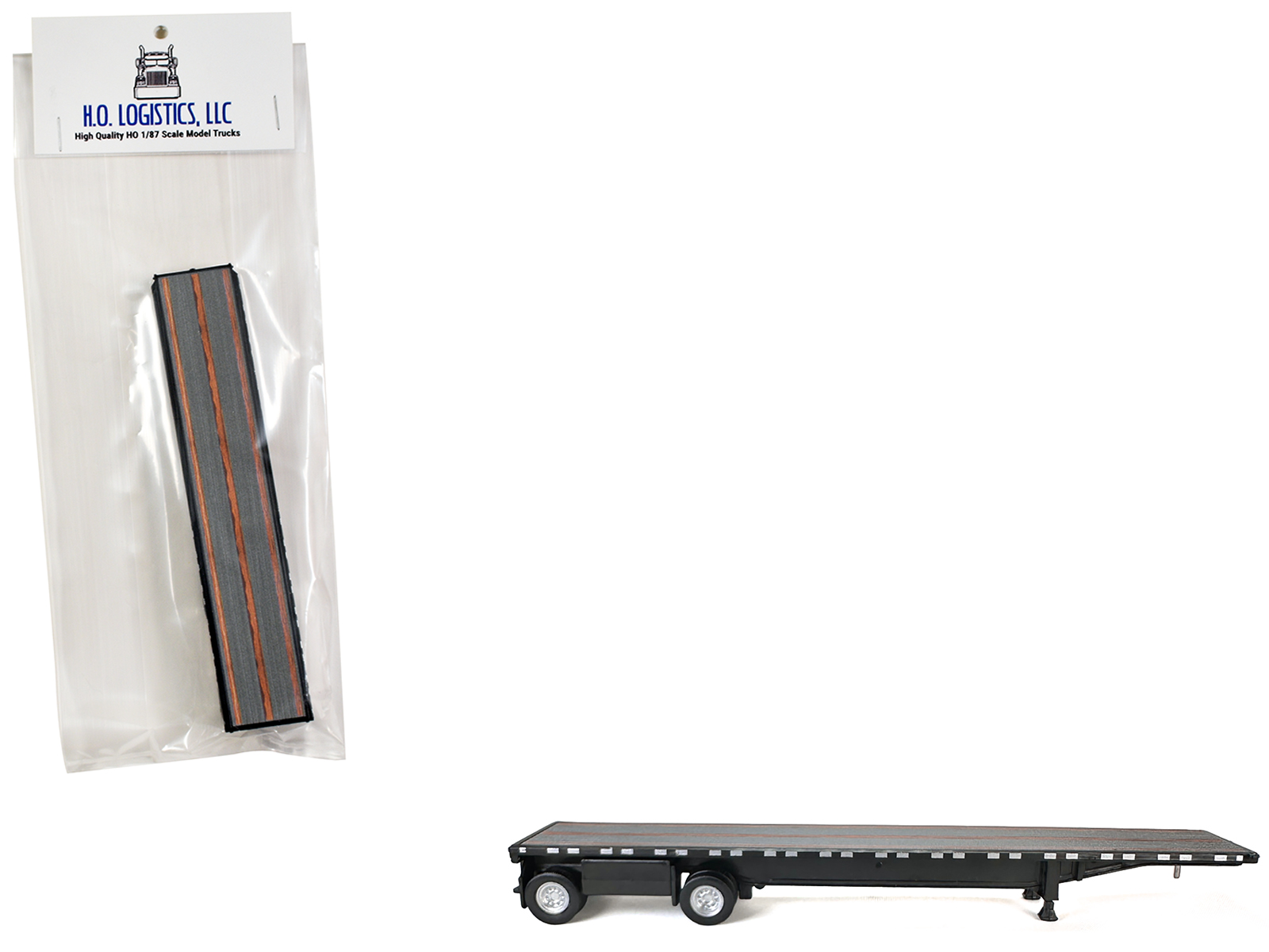 High Boy Spread Axle Flatbed Trailer Black 1/87 (HO) Plastic Model Car by HO Logistics