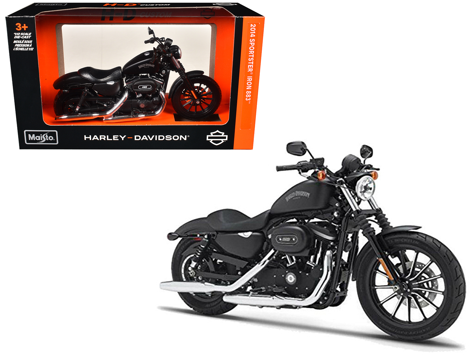 2014 Harley Davidson Sportster Iron 883 1/12 Diecast Motorcycle Model by Maisto