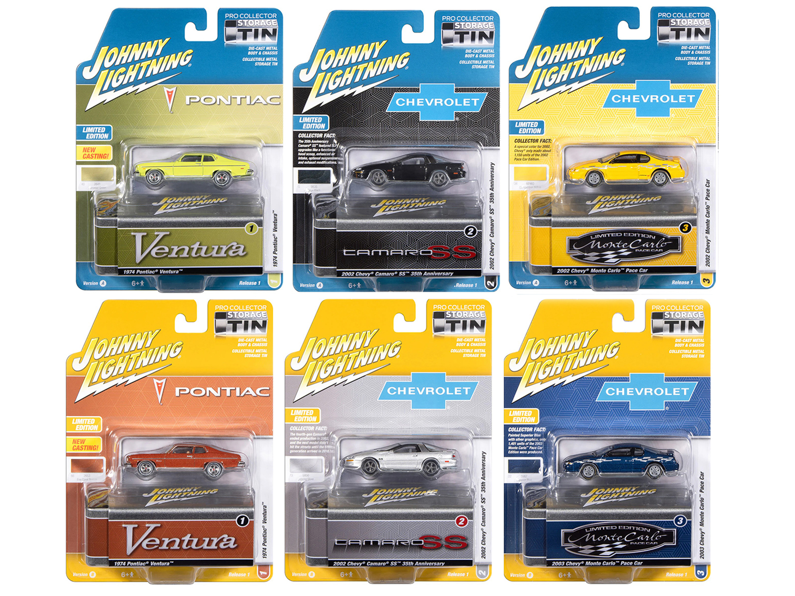Johnny Lightning Collector's Tin 2026 Set of 6 Cars Release 1 Limited Edition 1/64 Diecast Model Cars by Johnny Lightning