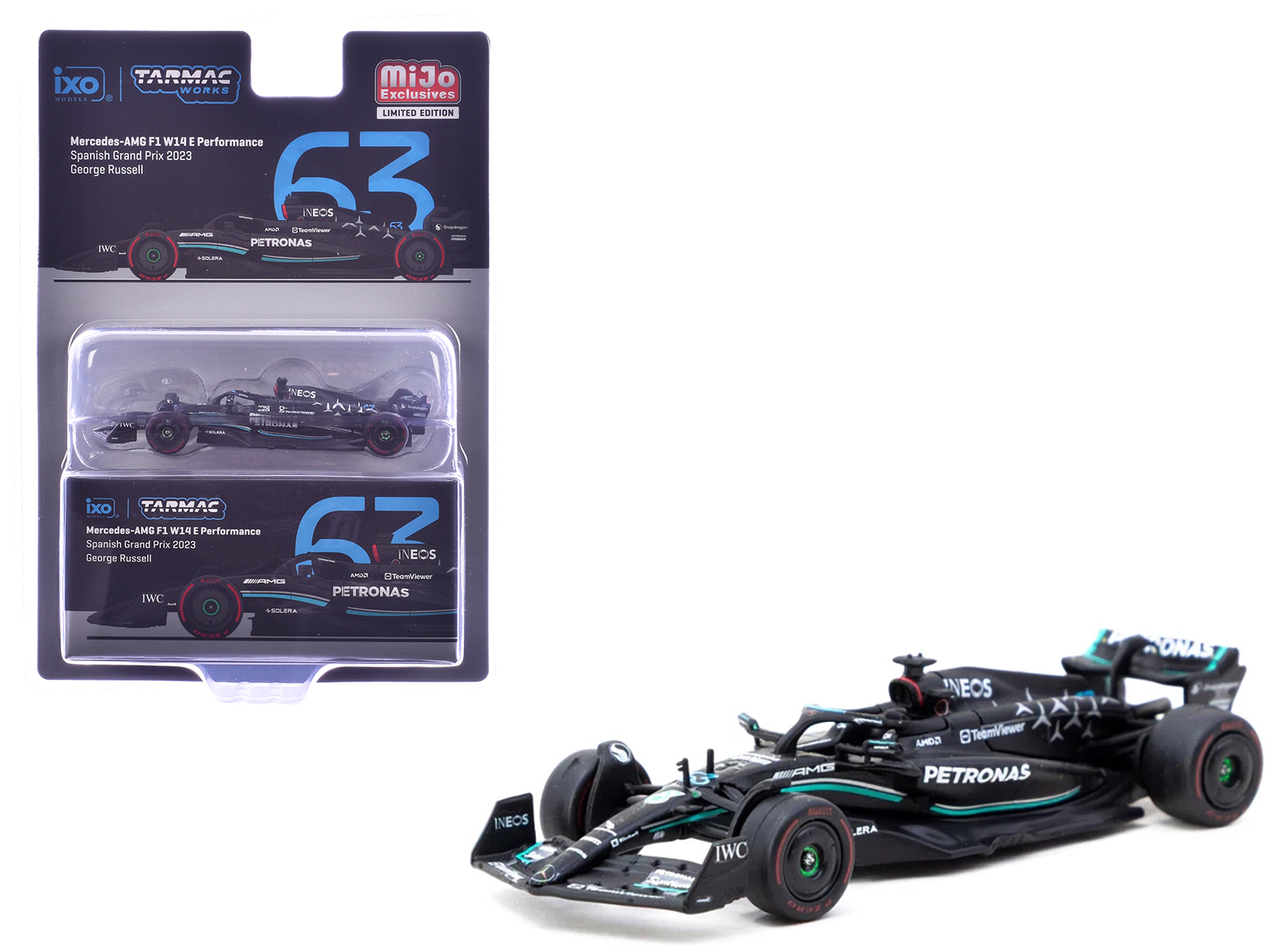 Mercedes-AMG F1 W14 E Performance #63 George Russell 3rd Place Formula One F1 "Spanish GP" (2023) "Global64" Series 1/64 Diecast Model Car by Tarmac Works