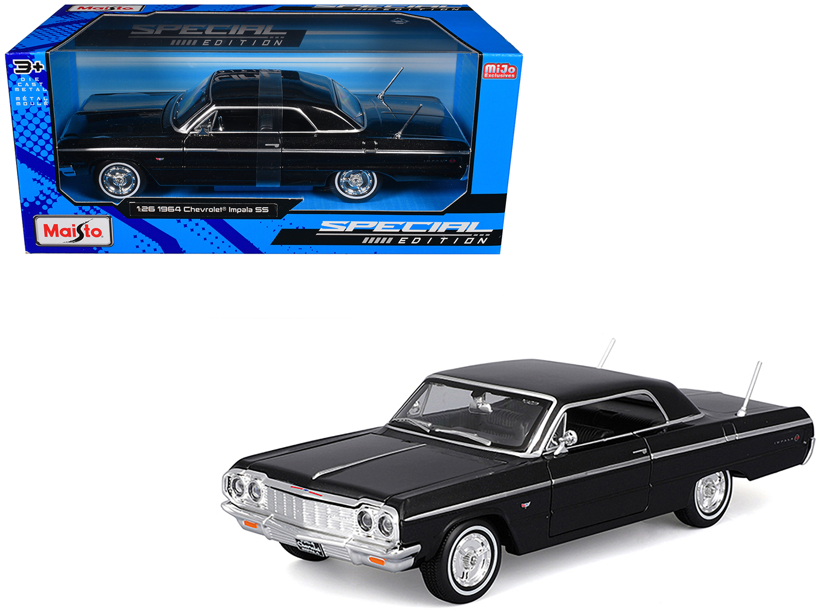 1964 Chevrolet Impala SS Black "Special Edition" Series 1/26 Diecast Model Car by Maisto