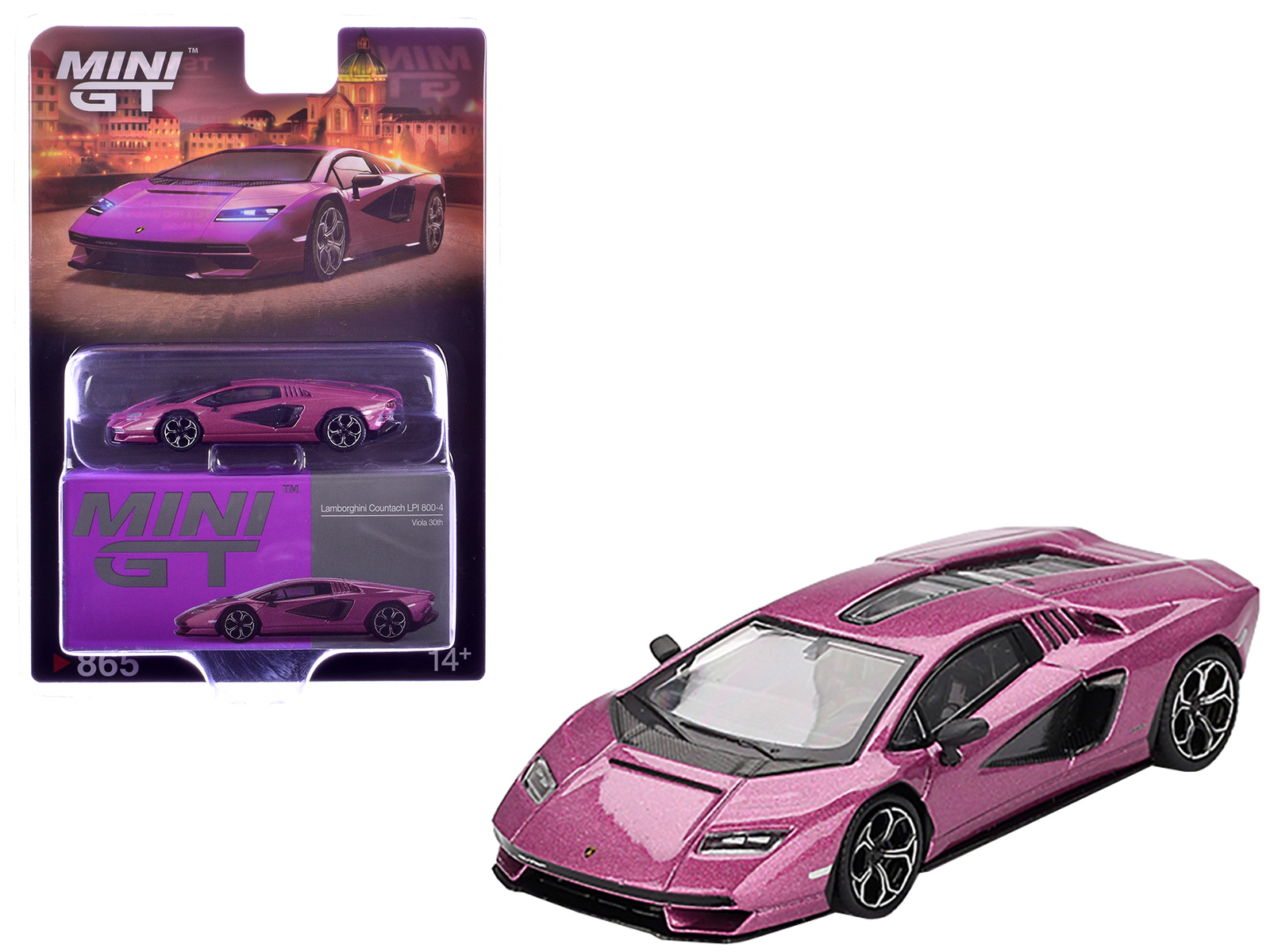 Lamborghini Countach LPI 800-4 Viola 30th Metallic Limited Edition 1/64 Diecast Model Car by Mini GT