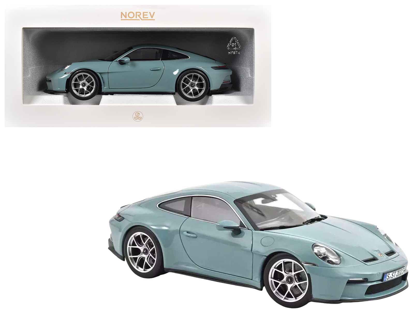 2023 Porsche 911 S/T Meissen Blue 1/18 Diecast Model Car by Norev