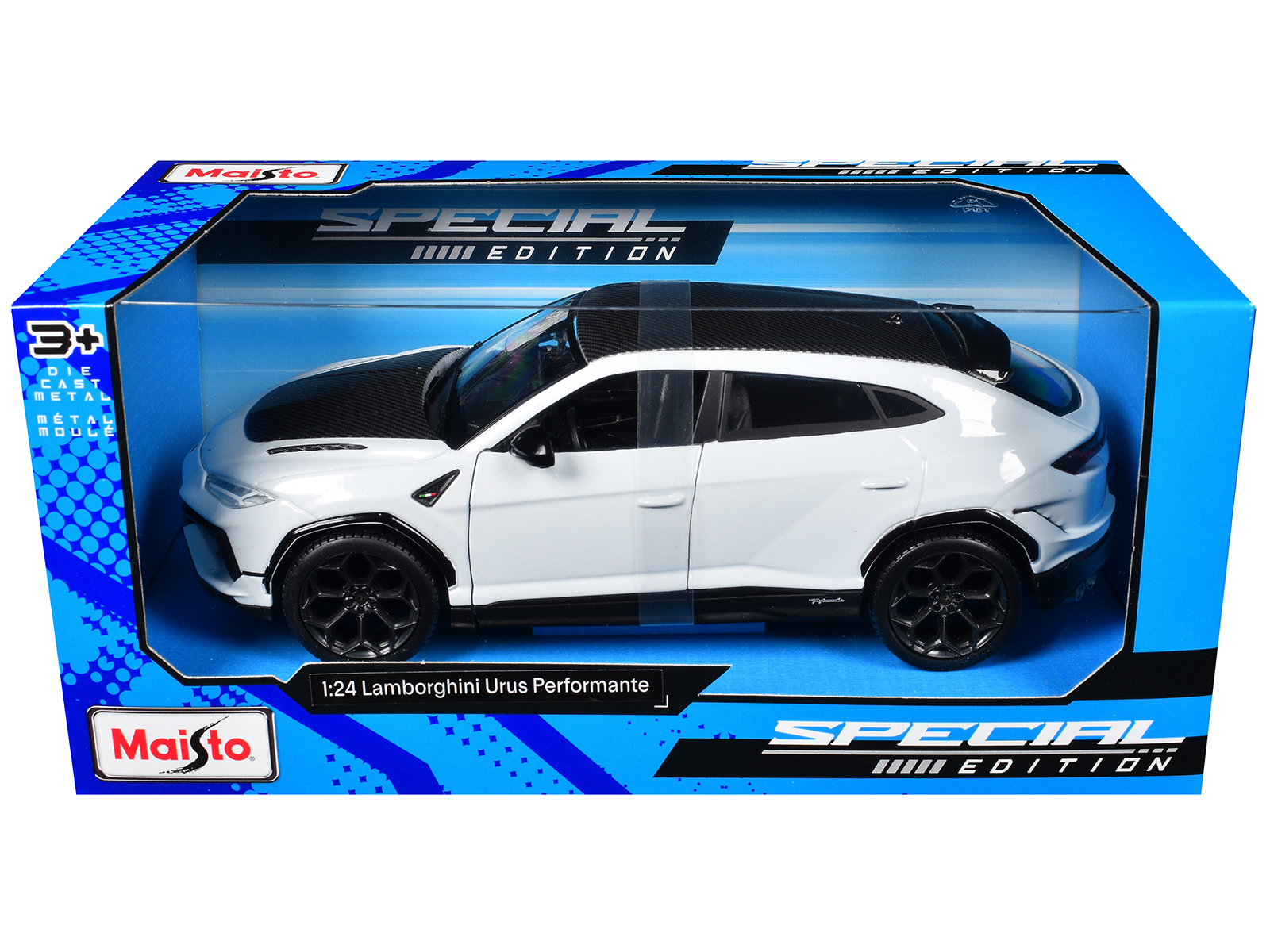 Lamborghini Urus Performante White Metallic with Carbon Hood and Top "Special Edition" Series 1/24 Diecast Model Car by Maisto
