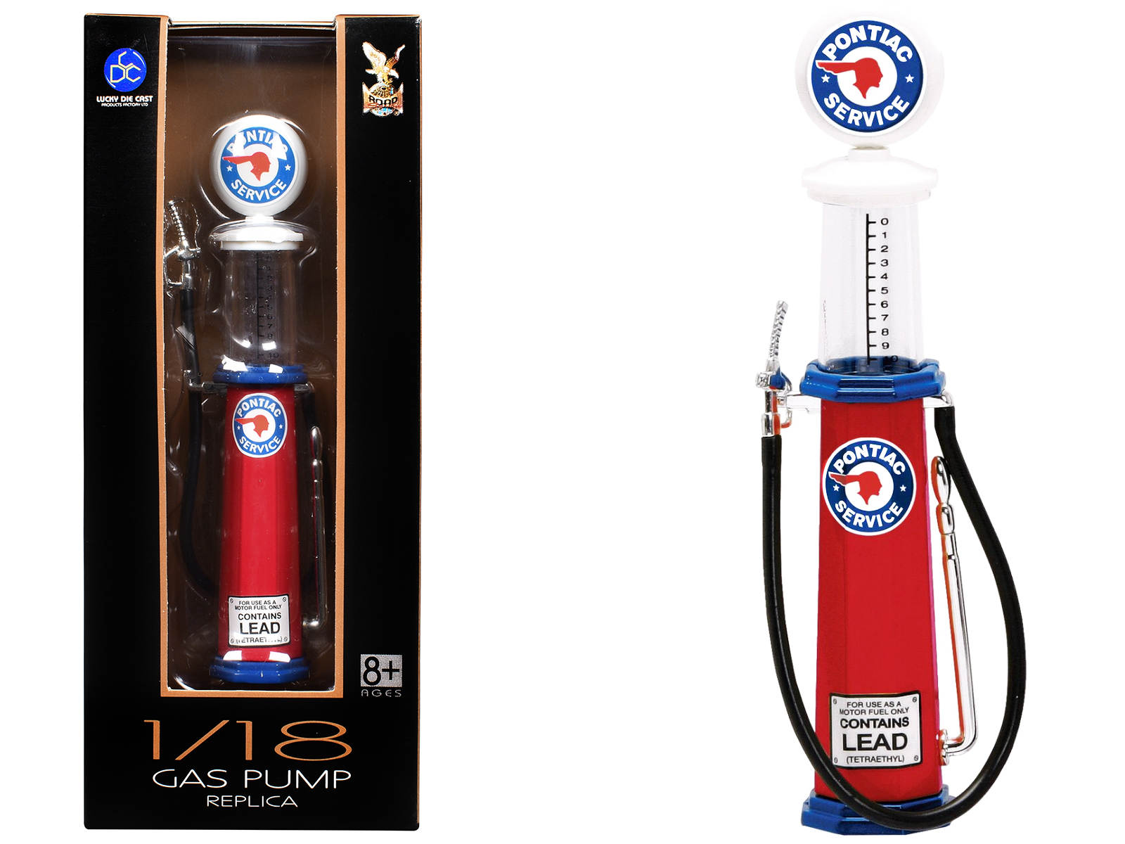 Pontiac Gasoline Vintage Gas Pump Cylinder 1/18 Diecast Replica by Road Signature