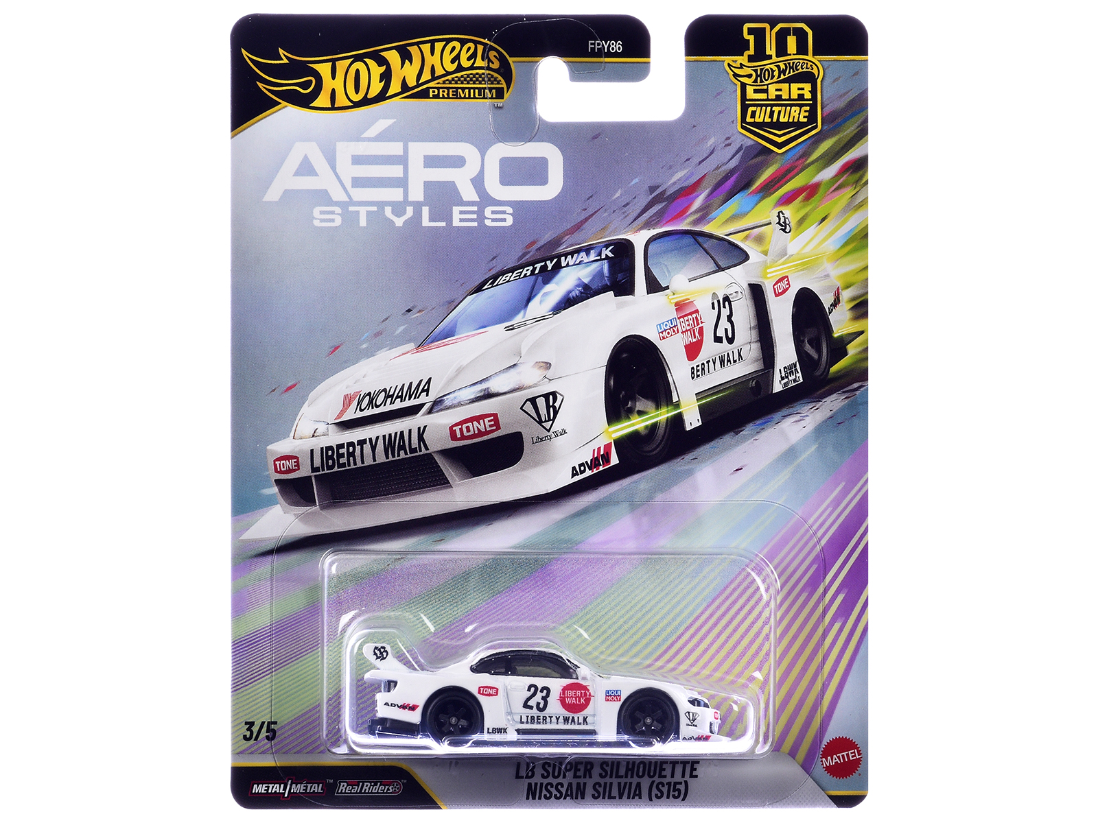 Nissan Silvia (S15) LB Super Silhouette RHD (Right Hand Drive) #23 White with Graphics "Aero Styles" Series Diecast Model Car by Hot Wheels