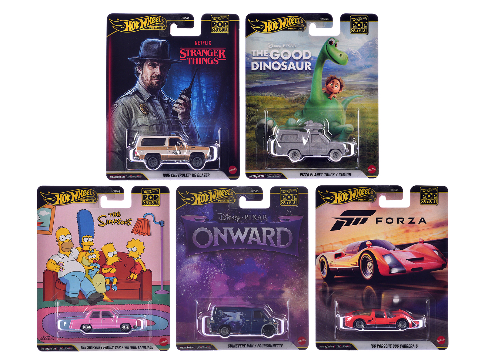 "Pop Culture 2026" 5 piece Set S "Premium Series" Diecast Model Cars by Hot Wheels