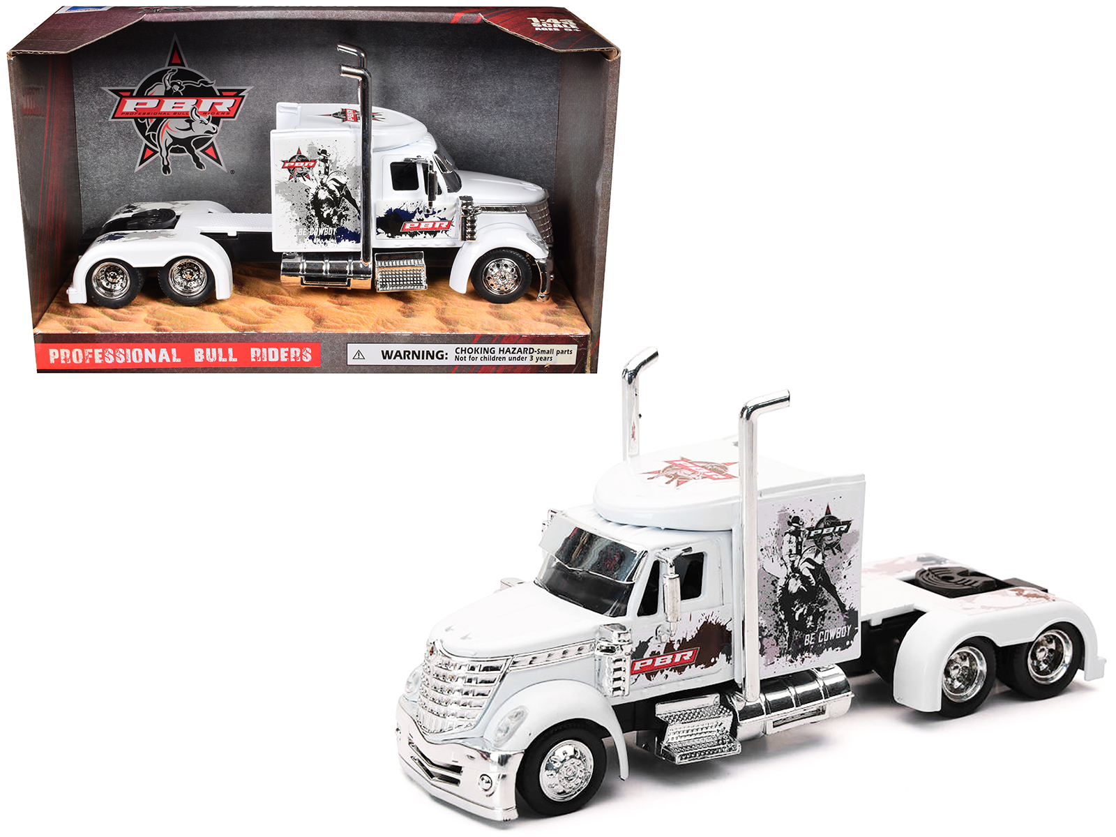 International Lonestar Truck Tractor White "PBR Professional Bull Riders" 1/43 Diecast Model by New Ray