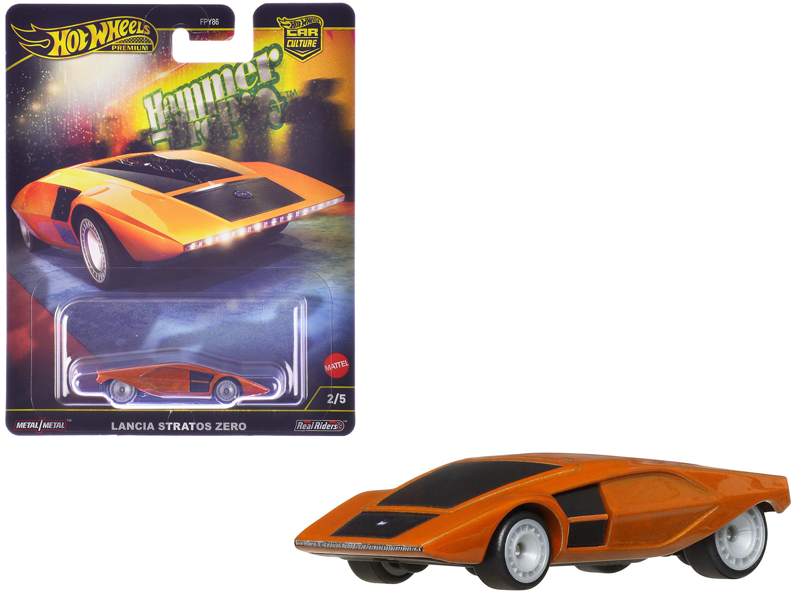 Lancia Stratos Zero Concept Car Orange Metallic "Hammer Drop" Series Diecast Model Car by Hot Wheels