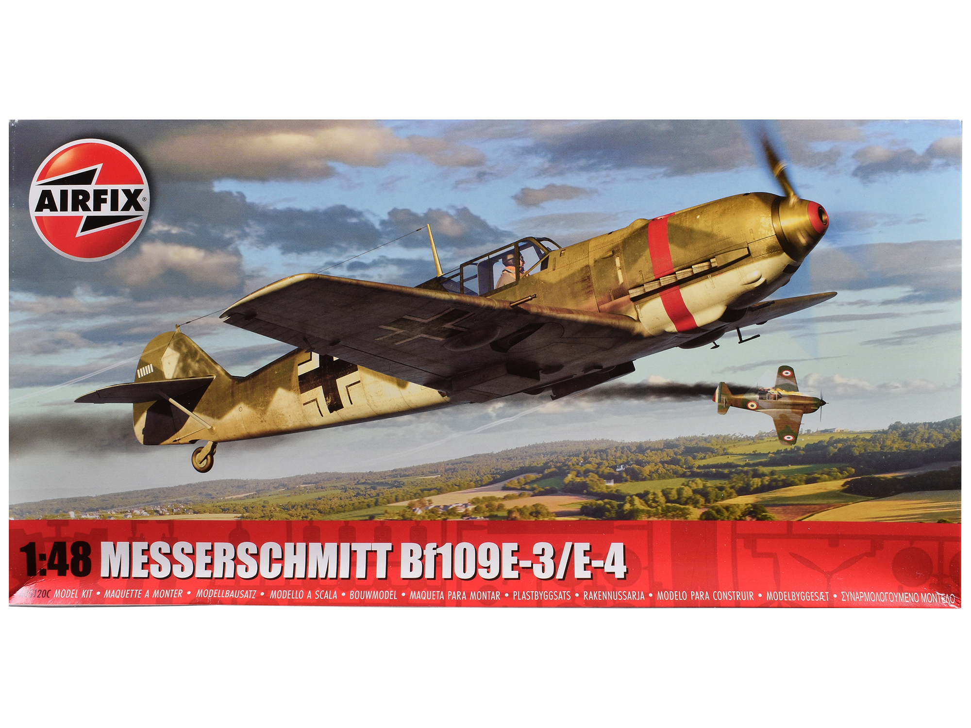 Level 2 Model Kit Messerschmitt Bf109E-3/E-4 Fighter Aircraft with Scheme Options 1/48 Plastic Model Kit by Airfix